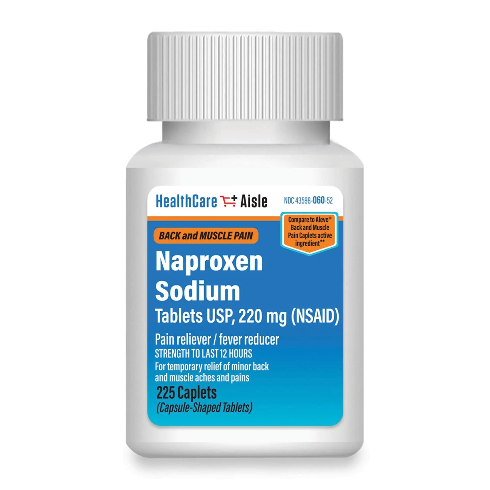 HealthCareAisle Naproxen Sodium, 220 mg - 225 caplets - Back and Muscle Pain Reliever, Up to 12 Hours of Relief HealthCareAisle uk supplements