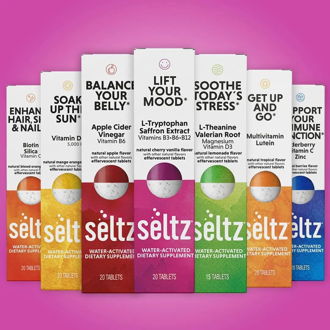 Seltz® Lift Your Mood – Effervescent Vitamins for Mood Support & Energy with L-Tryptophan, Saffron Extract & B Vitamins (B3, B6, B12) Seltz uk supplements