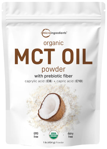 Organic MCT Oil Powder with Prebiotic Fiber,1 Pound(16 Ounce), Fast Fuel for Body and Brain Micro Ingredients uk supplements