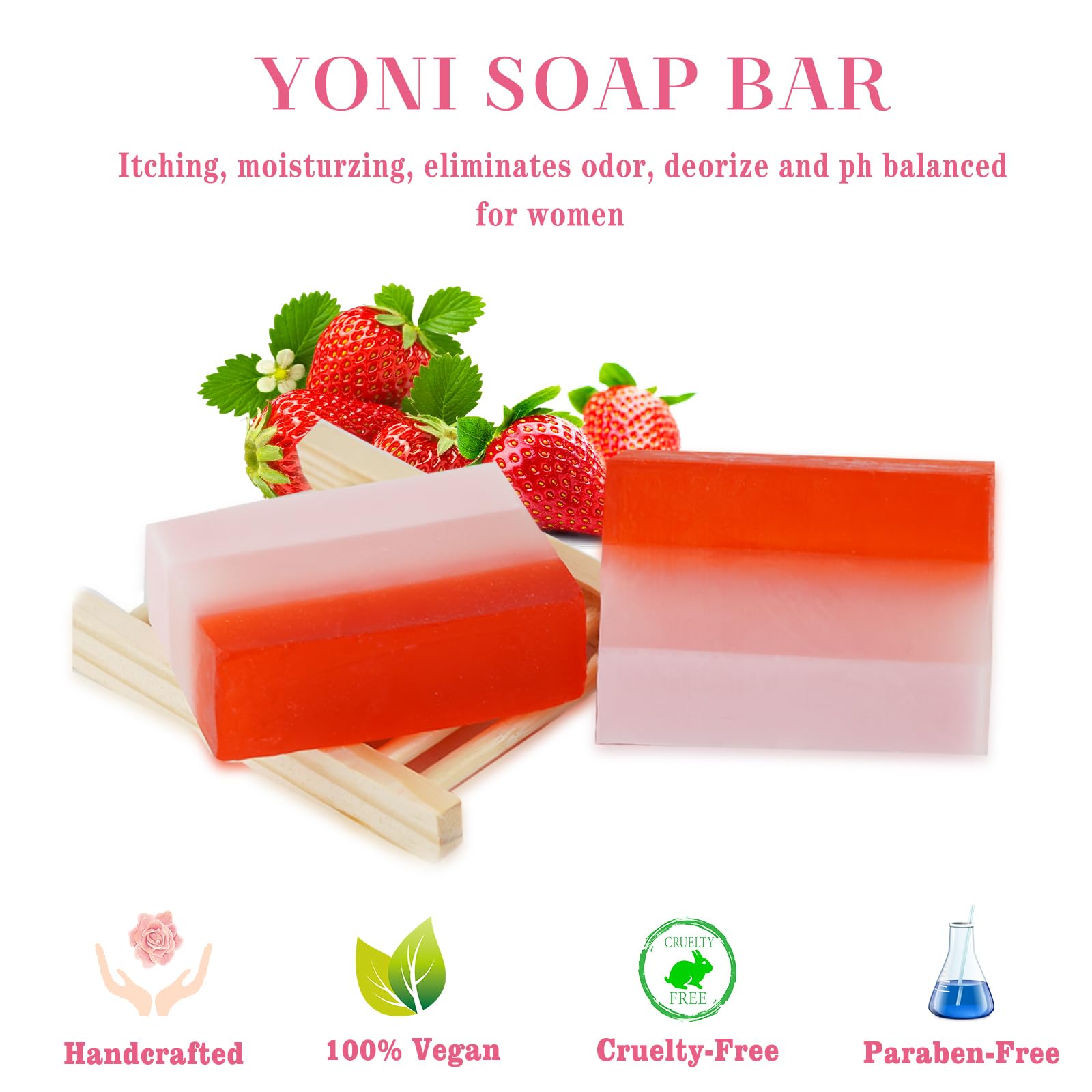 2Pcs Strawberry Yoni Bars and Yoni Oil Set for Feminine Wash, Yoni Wash for Cleanse Vaginal Balance PH tovaginsh uk supplements