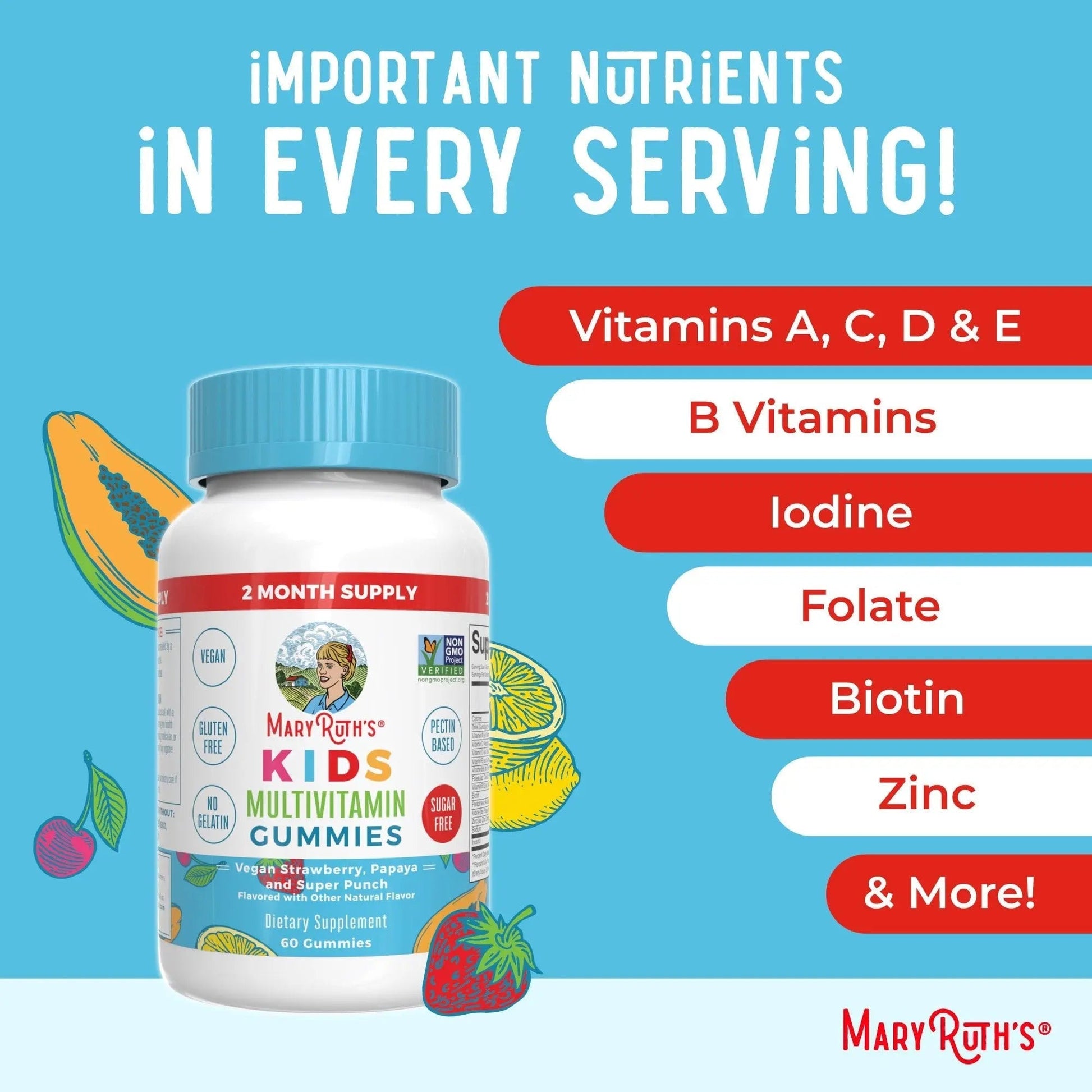 MaryRuth Organics Multivitamin and Probiotic Gummies (Strawberry) for Kids | Clean Label Project Verified® | Vitamins for Gut Health MARYRUTH'S uk supplements
