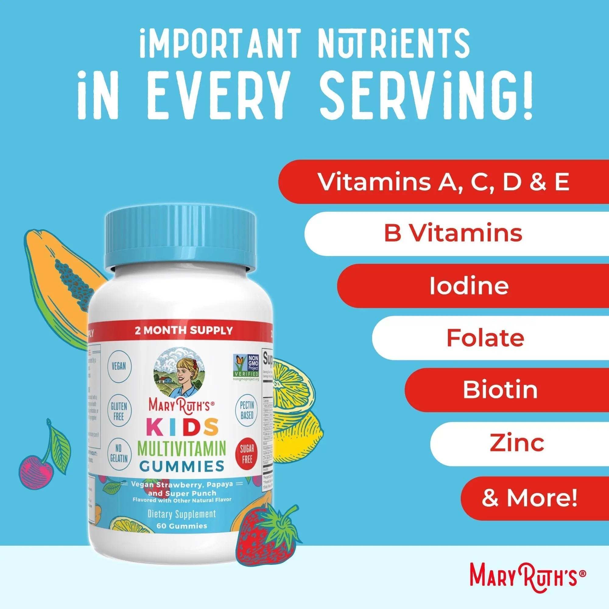 MaryRuth Organics Multivitamin and Probiotic Gummies (Strawberry) for Kids | Clean Label Project Verified® | Vitamins for Gut Health MARYRUTH'S uk supplements