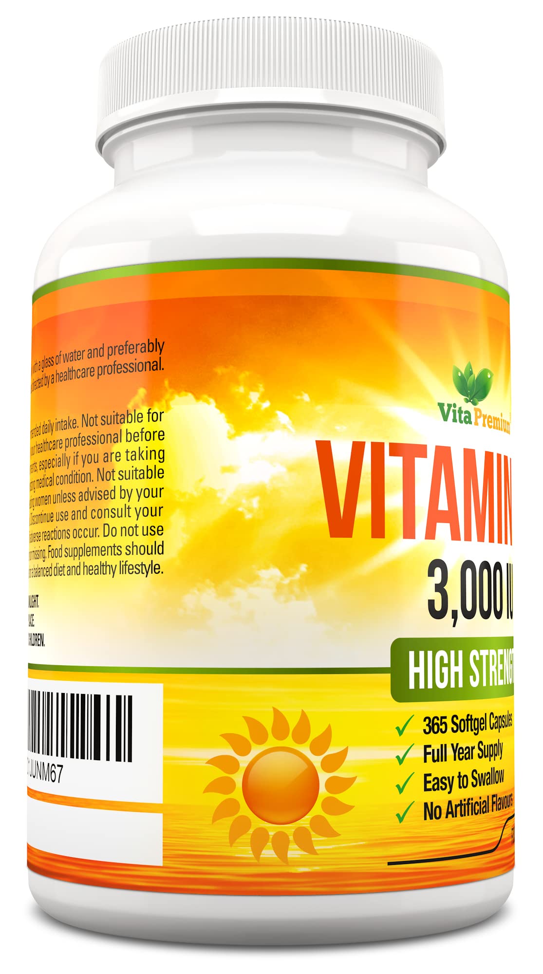 Vitamin D 3,000 IU, High Strength Vitamin D3 Supplement, 365 Easy to Swallow Softgels Vita Premium uk supplements