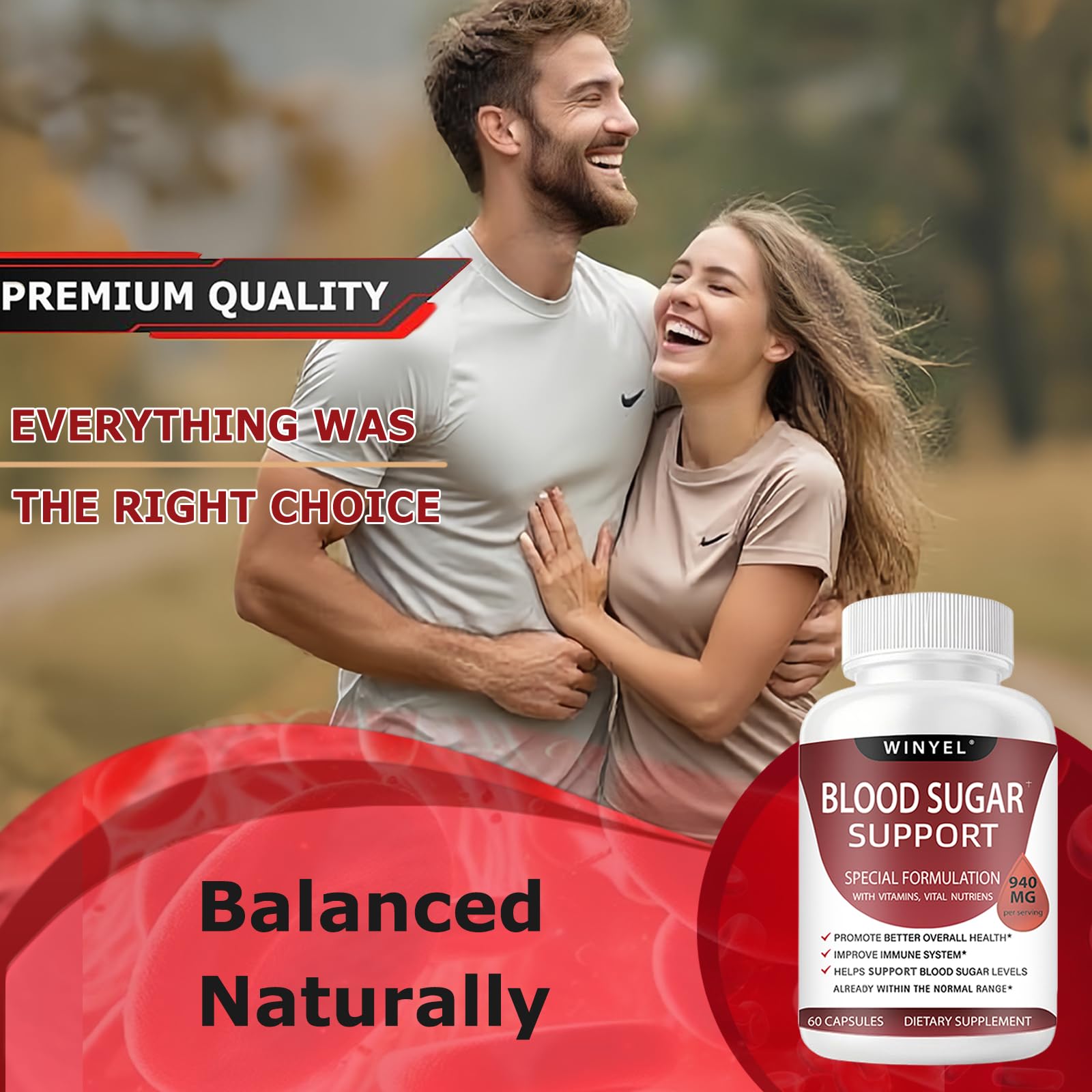 WINYEL Blood Sugar Complex Supplement - with Cinnamon, Bitter Melon, Chromium, Mulberry, Alpha Lipoic Acid, 60 Capsules WINYEL uk supplements