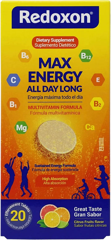 Redoxon Max Energy, Helps Support Inmune System, Citrus Flavor, 20 Effervescent Tablets, 2.82 Oz, Box Redoxon uk supplements