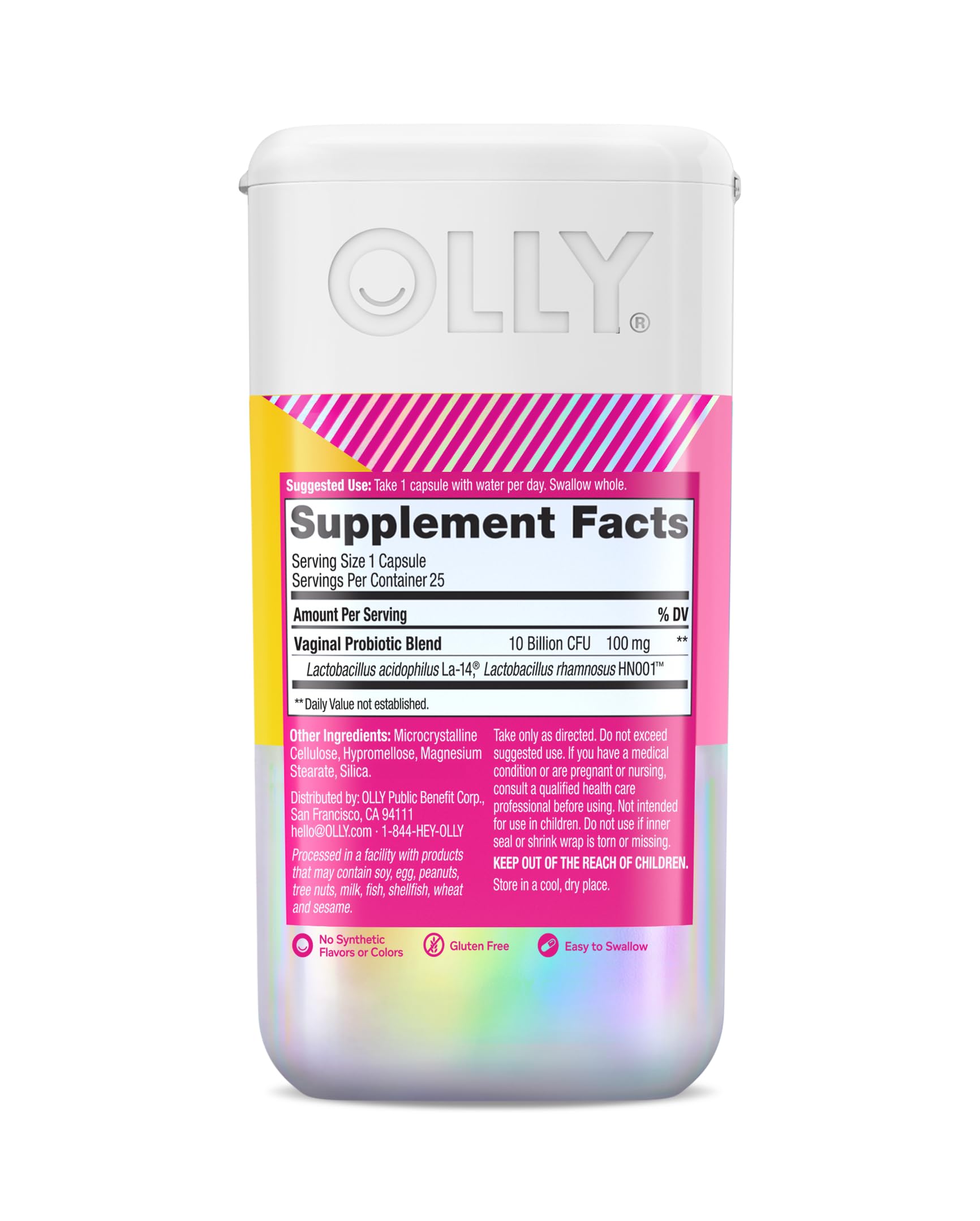 OLLY Happy Hoo-Ha Capsules, Probiotic for Women, Vaginal Health and pH Balance, 10 Billion CFU, Gluten Free - 25 Count OLLY uk supplements