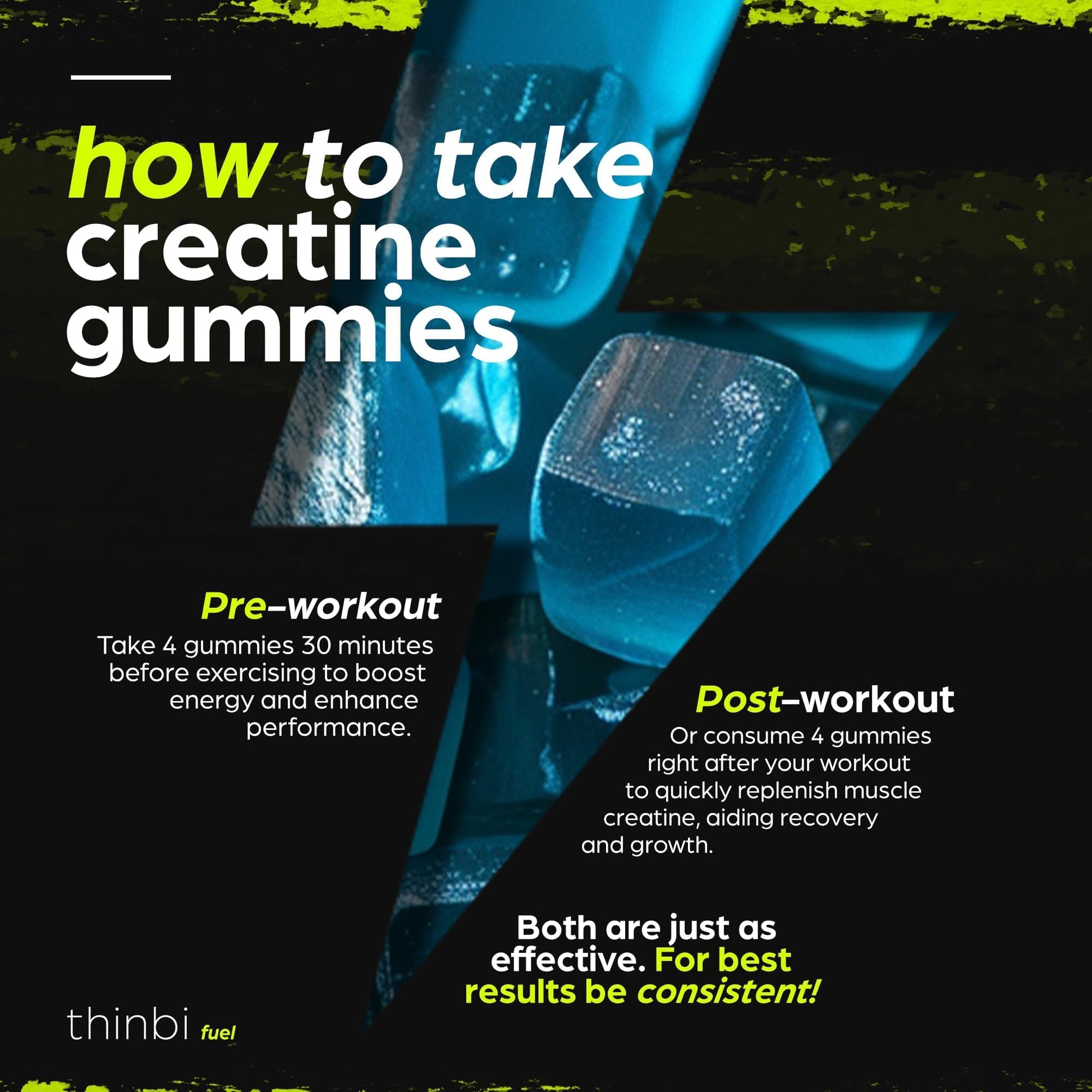 Creatine Monohydrate Gummies Complex 6200mg for Men & Women - 120 Gummies Advanced Formula W/L-Taurine + Vitamin B12 for Muscle Strength, Muscle Builder, Energy Boost Thinbi uk supplements