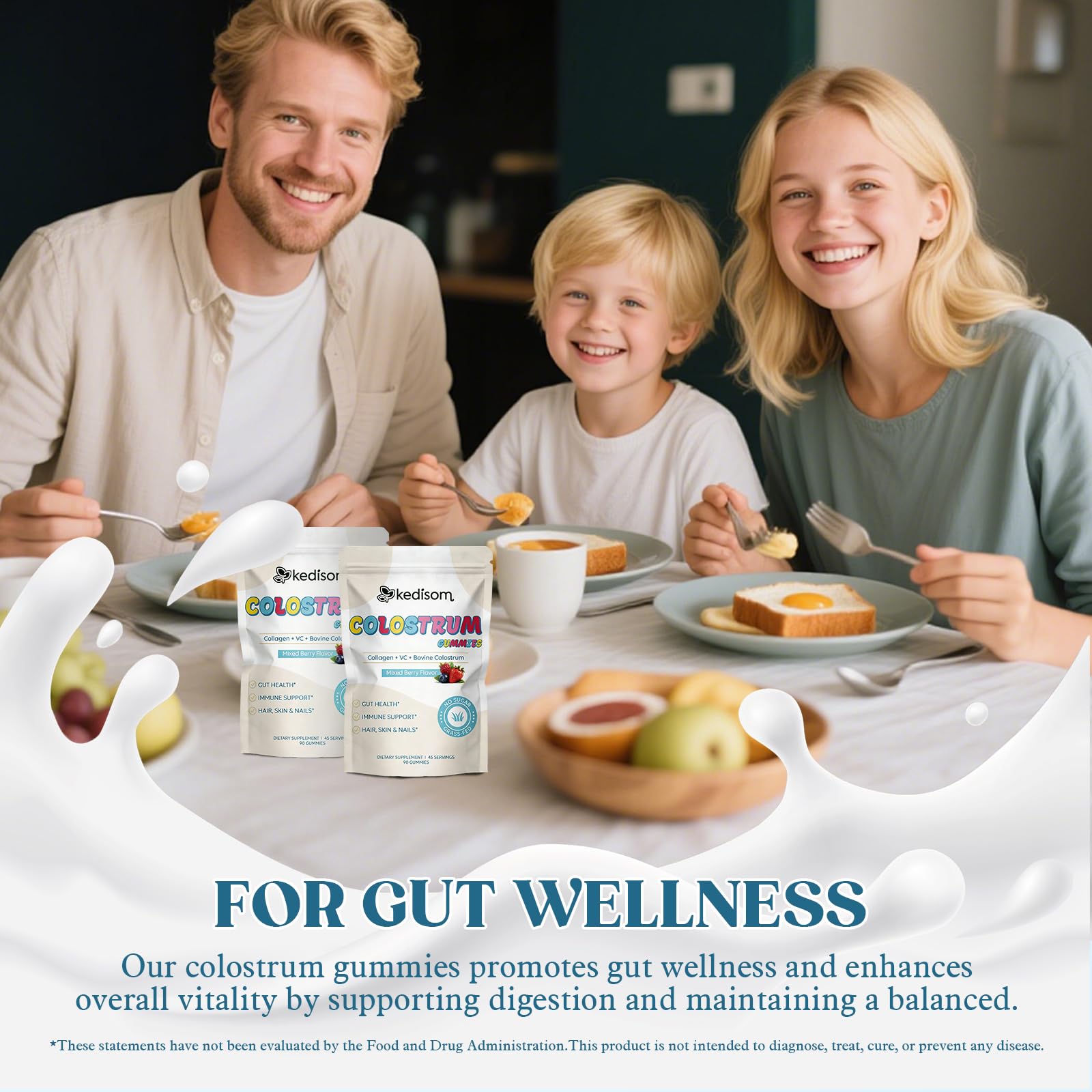 KEDISOM Colostrum Gummies, Grass Fed Colostrum Supplement, 90 Bovine Colostrum Gummies, 45 Servings, Mixed Berry, Sugar-Free KEDISOM uk supplements