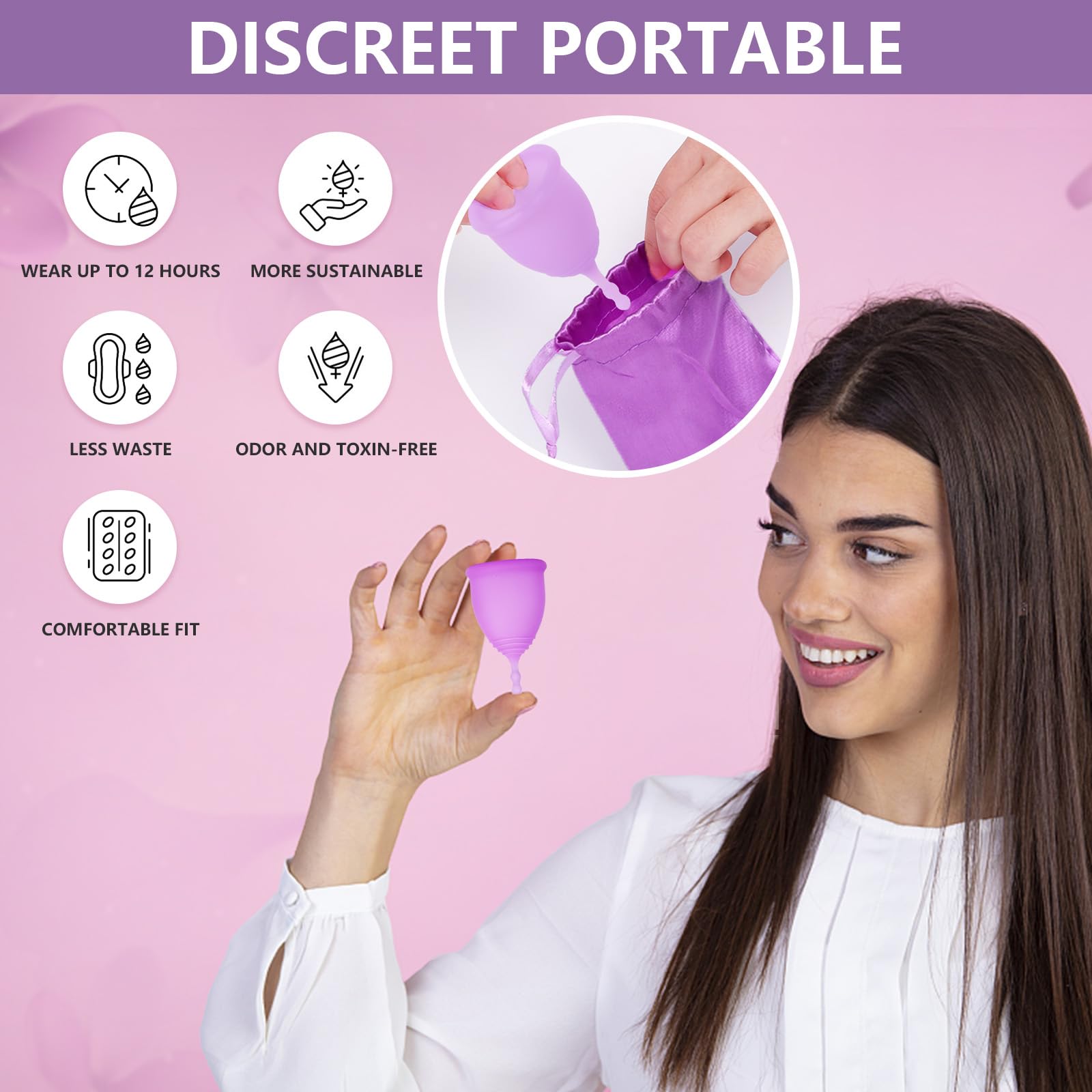 AURUZA Menstrual Cups, Set of 2 Reusable Period Cups Kit for Girls & Women, Silicone Soft Cups AURUZA uk supplements