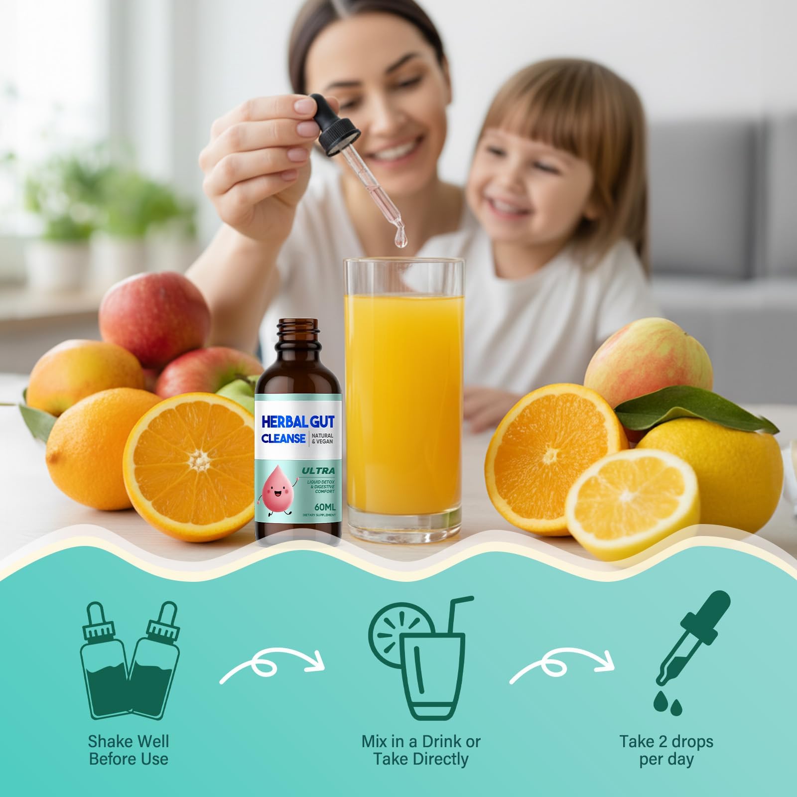 Kids Herbal Gut Cleanse Drops, Parasite Cleanse for Humans Liquid with Wormwood, Black Walnut & Probiotics, Supports Digestive & Overall Gut Health for Children (2 oz) HerbX uk supplements