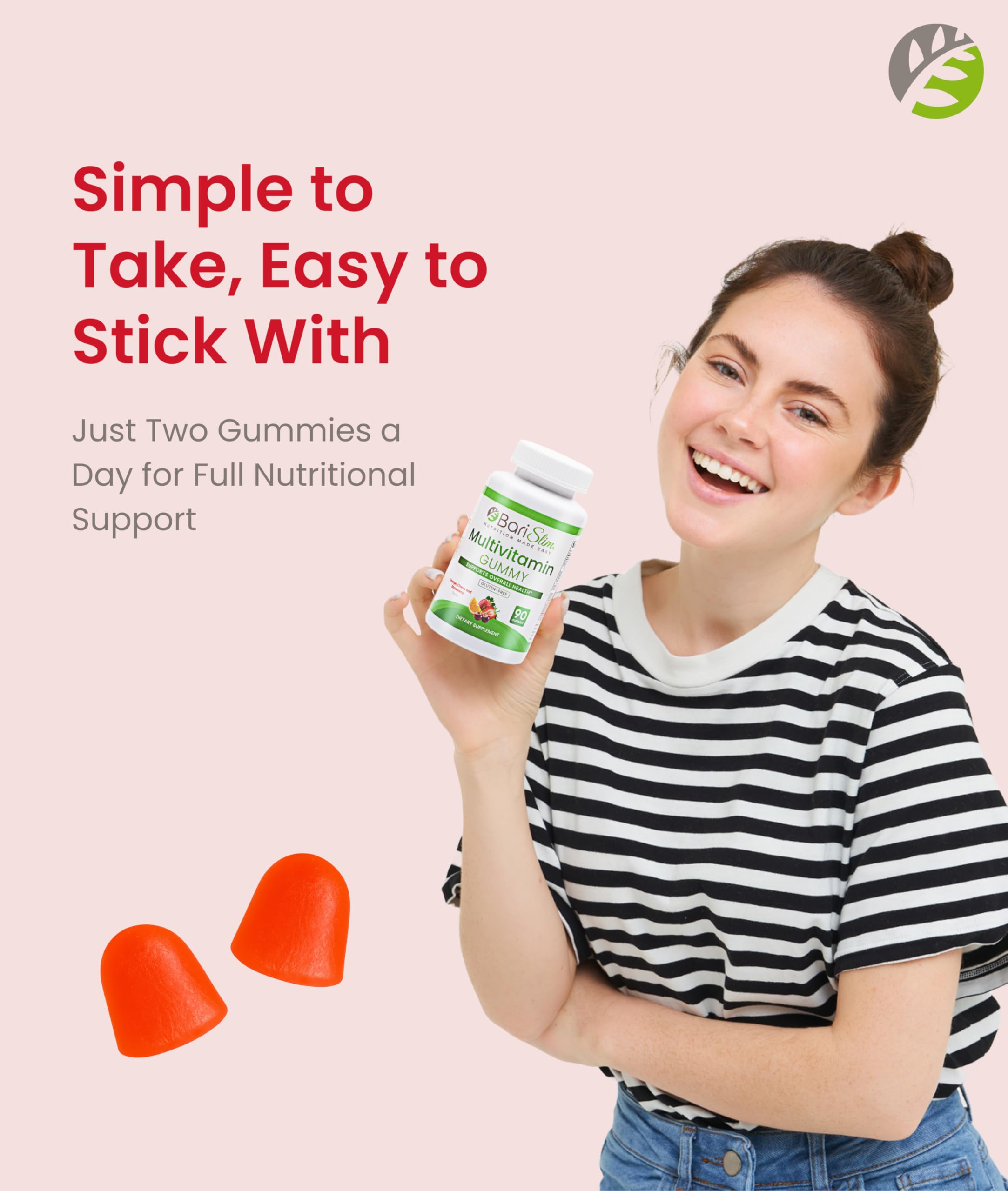 BariSlim Bariatric Chewable Multivitamin Gummies - Specially Formulated Gummy Vitamin for Patients After Weight Loss Surgery - Easy to Digest BariSlim uk supplements