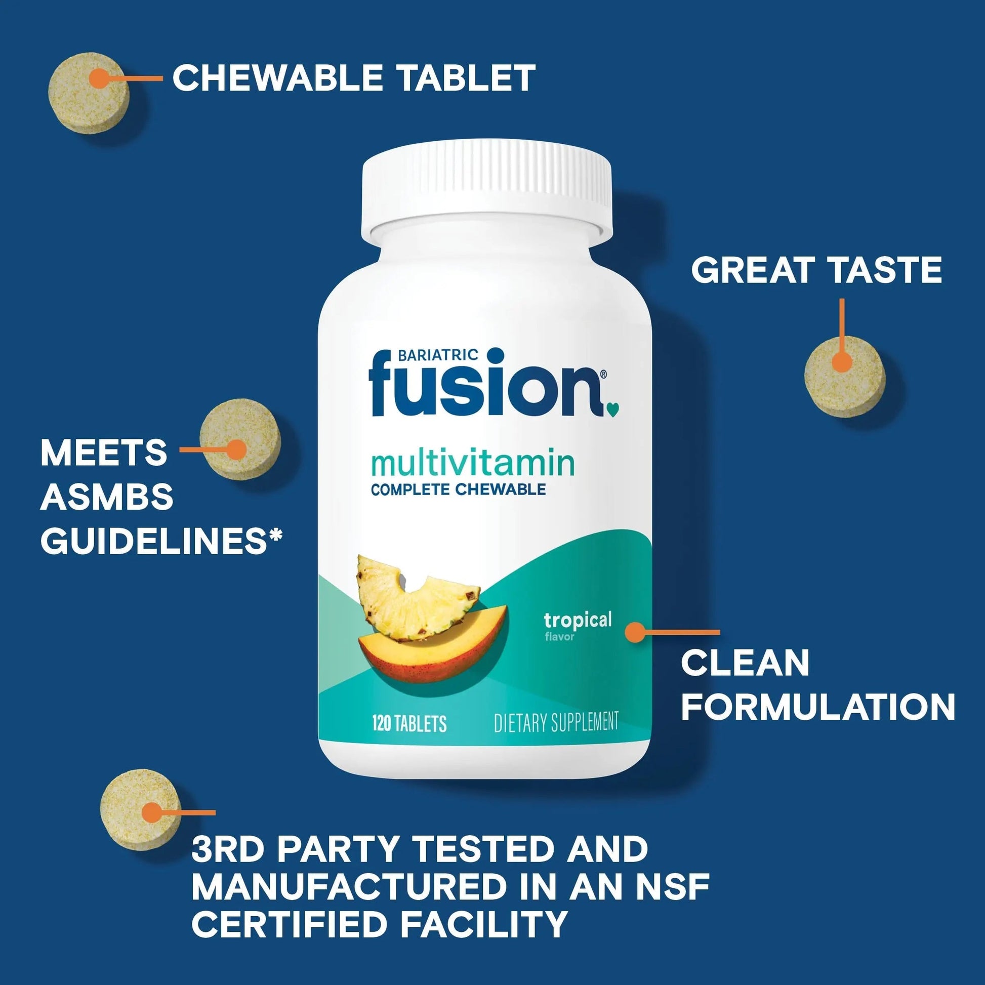 Bariatric Fusion Bariatric Multivitamin with Iron Complete Chewable | Tropical Flavor | Post Bariatric Vitamins Bariatric Fusion uk supplements