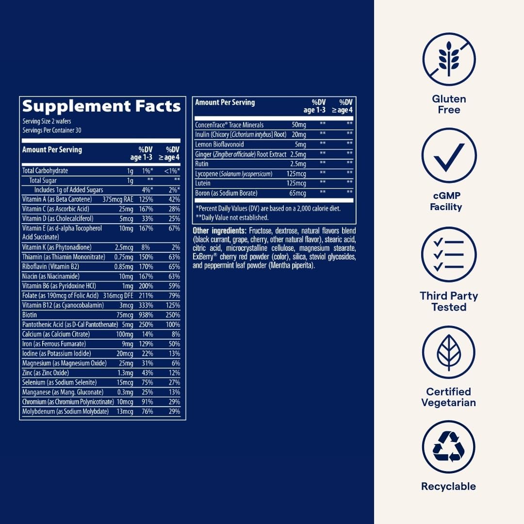 Trace Minerals Complete Children's Chewable - Gluten-Free Multivitamin for Kids - Chewable Multivitamin Supplement to Support Health & Development - 60 Chewable Wafers (30 Servings) Trace Minerals uk supplements