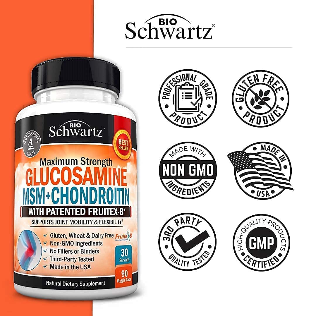 Glucosamine Chondroitin MSM 2110mg - Joint Support Supplement with Turmeric BioSchwartz uk supplements