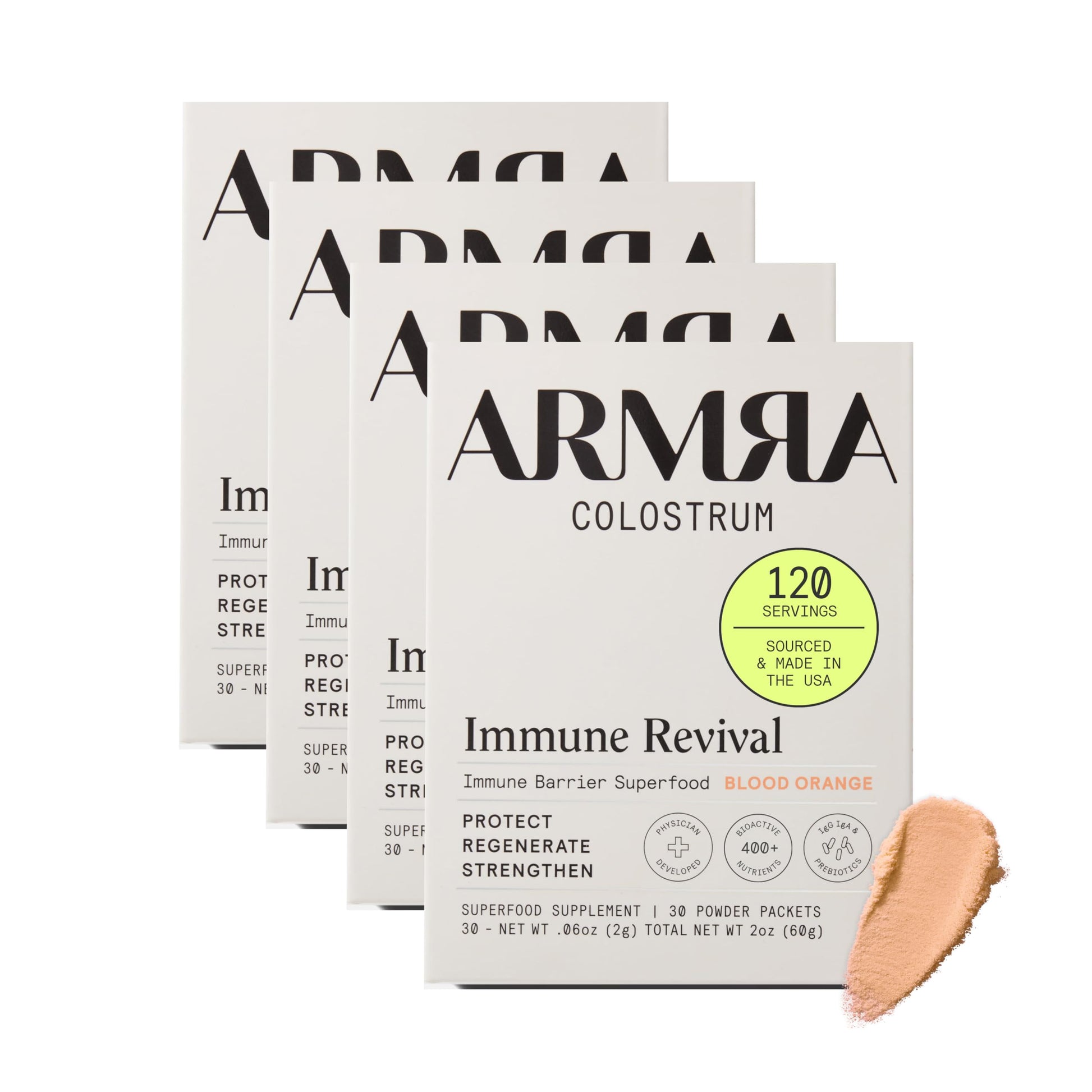 ARMRA Colostrum™ Premium Powder, Grass Fed, Gut Health Bloating Immunity Skin & Hair, Contains 400+ Bioactive Nutrients, Potent Bioavailable, Keto, Gluten & Fat Free (Blood Orange 30｜Blood Orange 60) ARMRA uk supplements