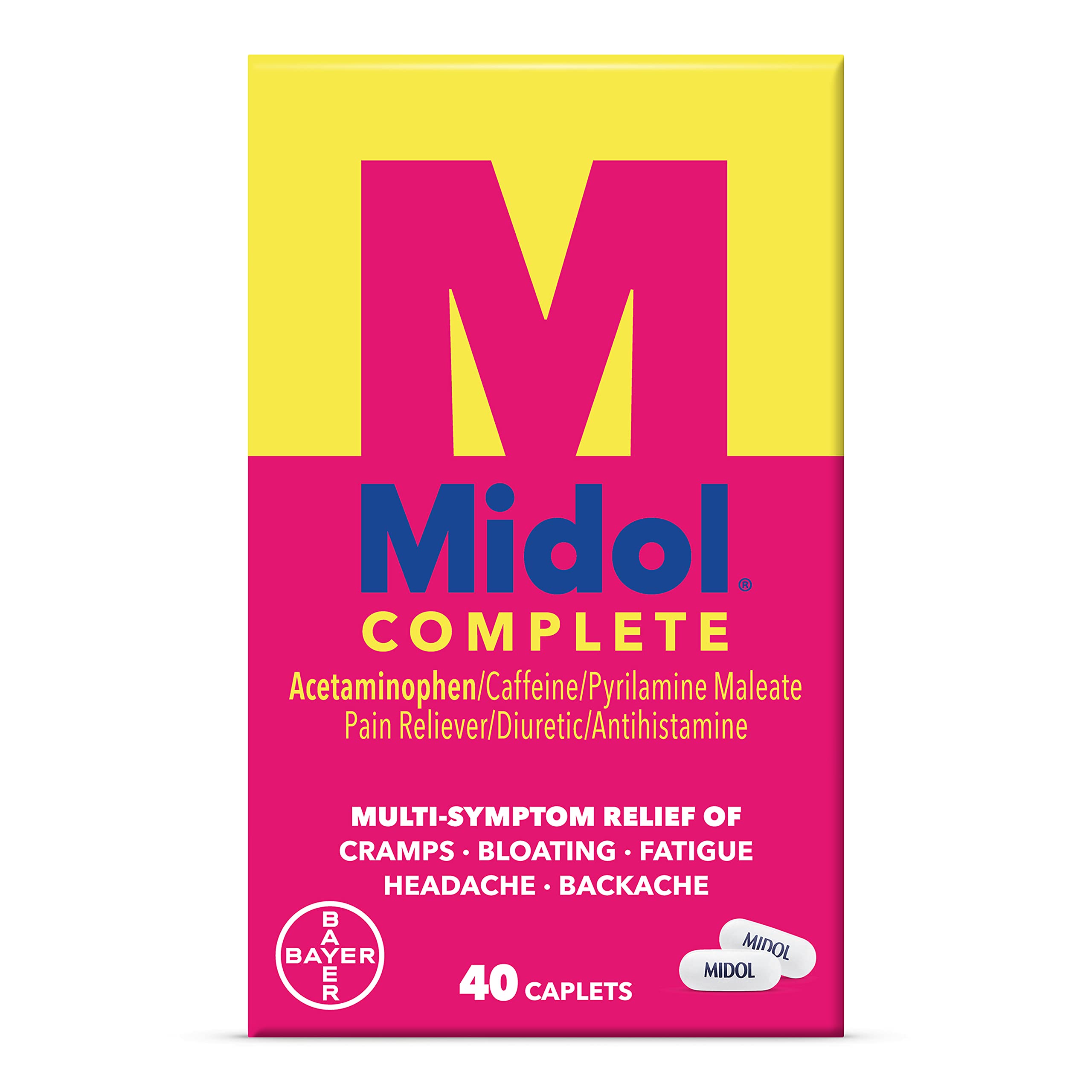 Midol Complete Menstrual Pain Relief Caplets, 40 Count - Provides Cramp, Headache, and Bloating Relief Midol uk supplements