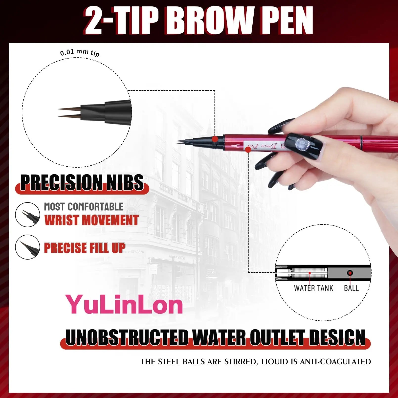 YuLinLon Double-Headed Brow Pen, Ultra-Precise Hair-Like Strokes, Long-Lasting Waterproof Makeup, Available in 5 Natural Shades (3#Dark Brown) Yulinlon uk supplements