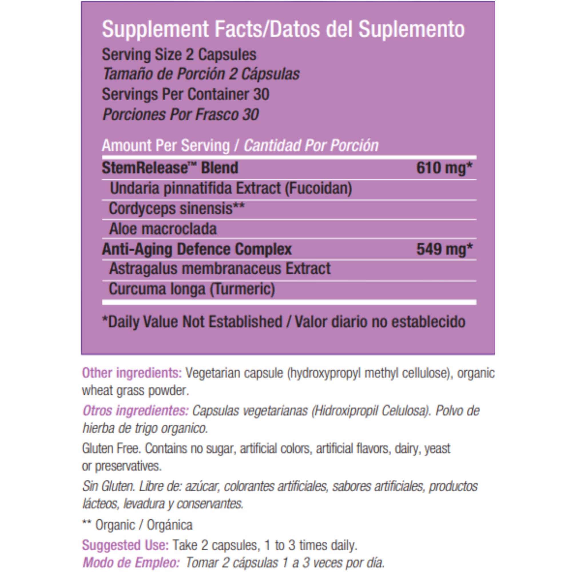 Stemtech Stemrelease3 Cutting-Edge Stem Cell Nutrition for Natural Renewal and Youthful Vitality, Exclusive Blend for Enhanced Telomere Health, 60 Capsules StemTech uk supplements