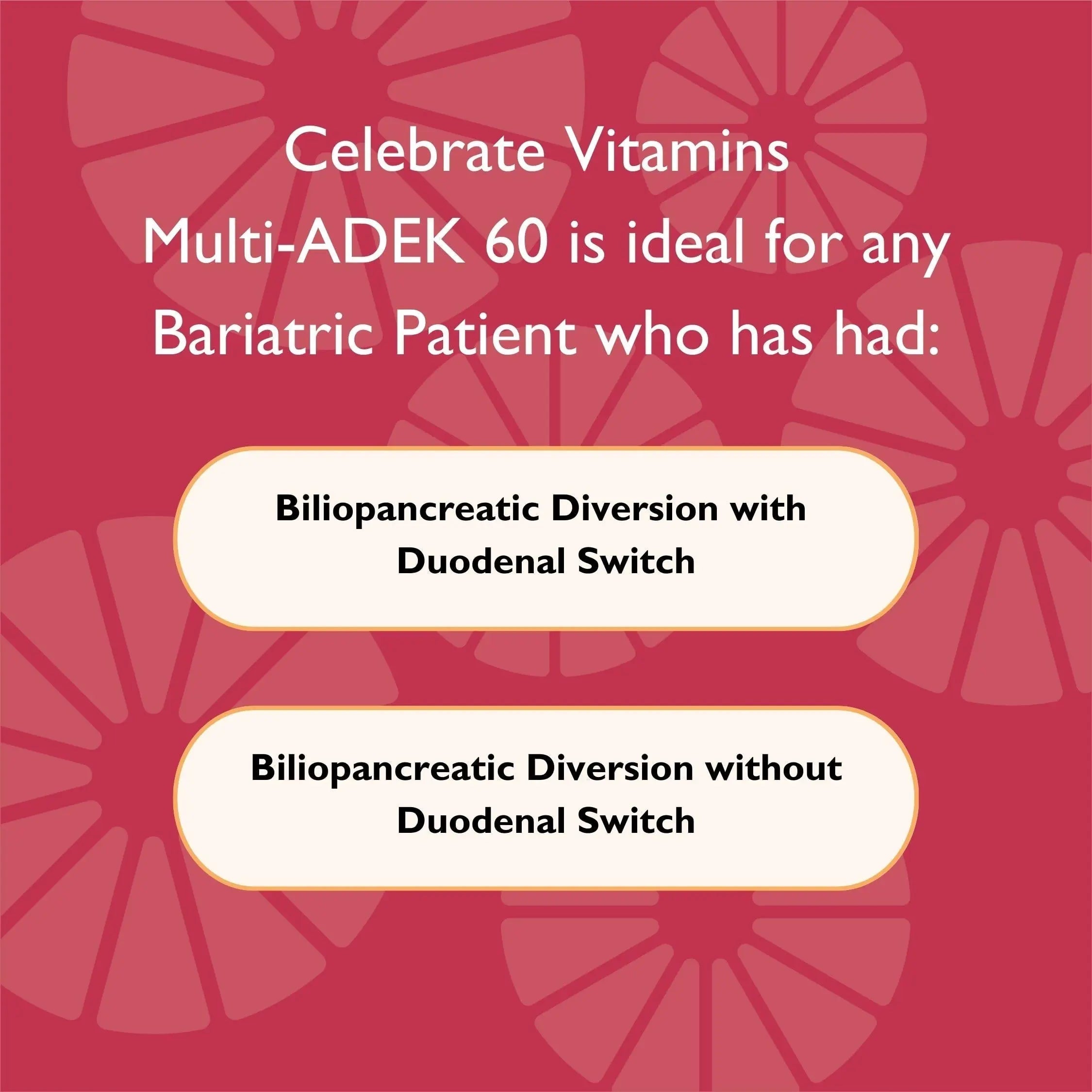 Celebrate Vitamins Multi ADEK Chewables, 60mg Iron - Daily Bariatric Multivitamin, Vitamins A, D, E, K & B12 for Duodenal Switch Surgery Patients Celebrate Bariatric Supplements uk supplements