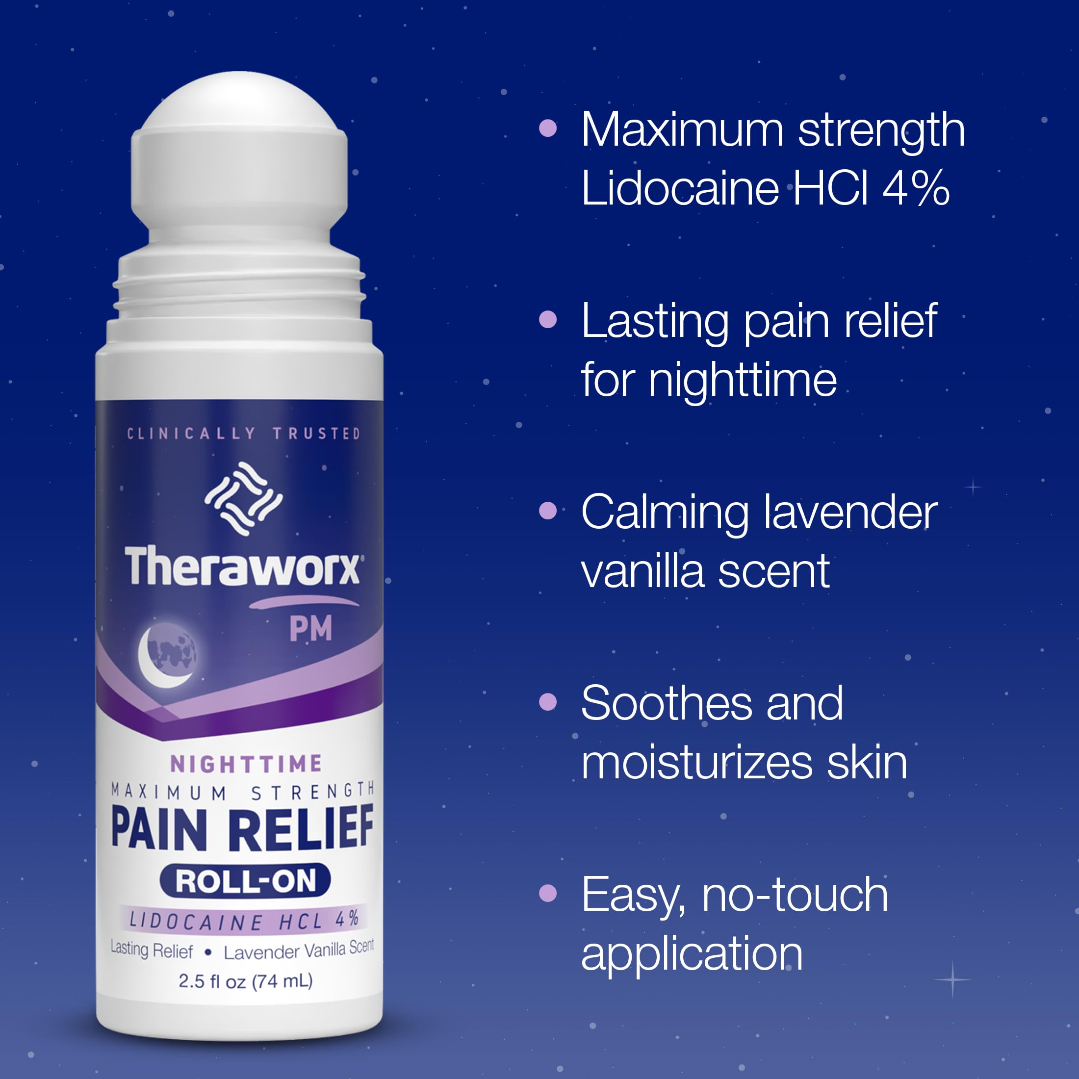Theraworx Nighttime Maximum Strength Pain Relief Roll-on with Lidocaine – 2.5 oz - 2 Count Theraworx uk supplements