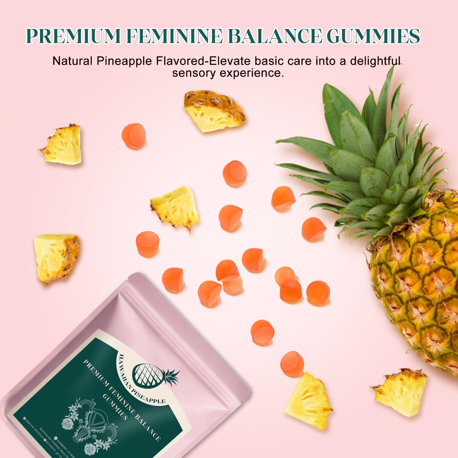 KLKIT Premium Feminine Balance Gummies, Pineapple Vaginal Probiotics for Women, pH Balance Feminine Gummies for Immune Support, Vegan & Gluten Free, 60 Count (30 Servings) KLKIT uk supplements