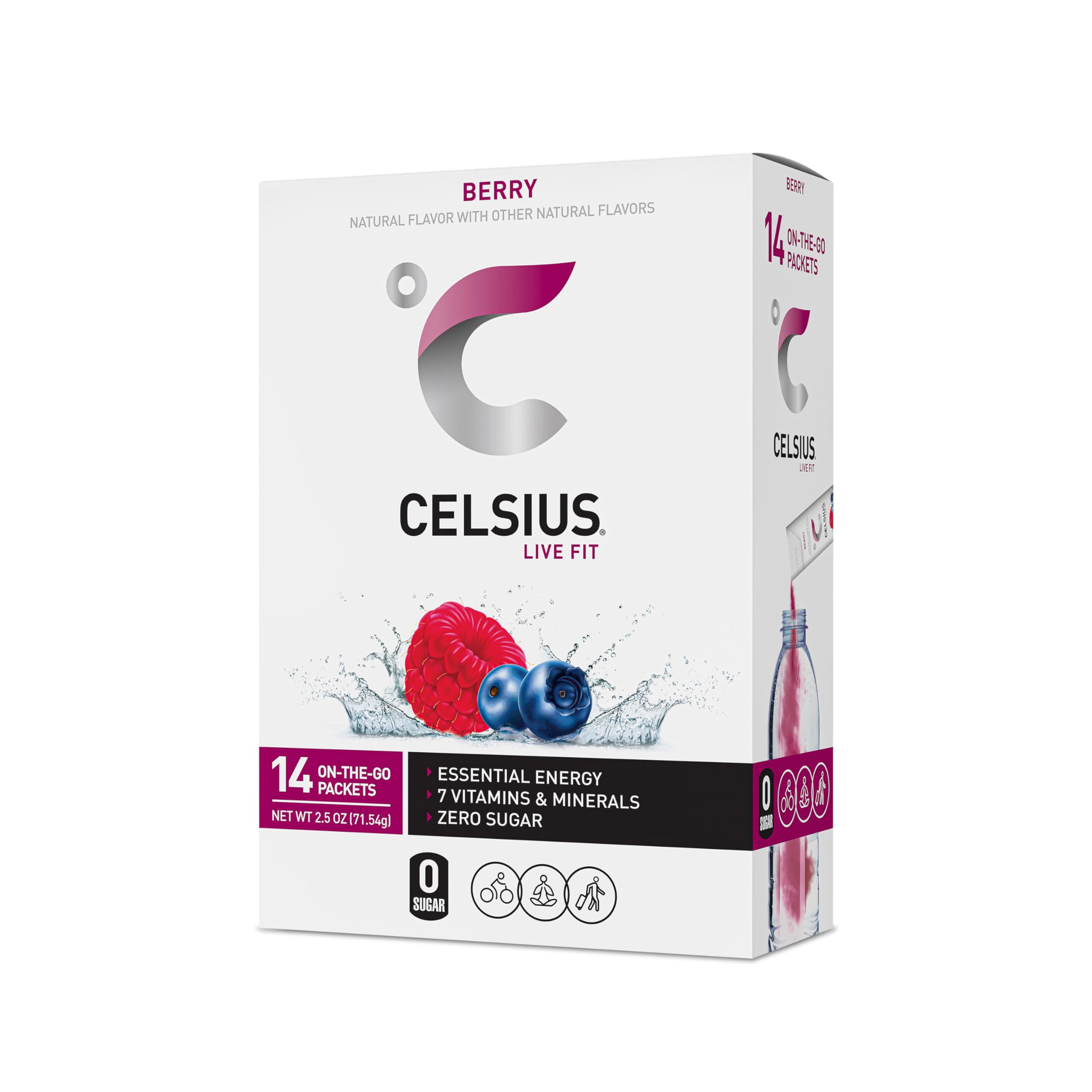 CELSIUS On-the-Go Powder Stick Packs, Zero Sugar (14 Sticks per Pack), Berry, 2.5 Ounce CELSIUS uk supplements