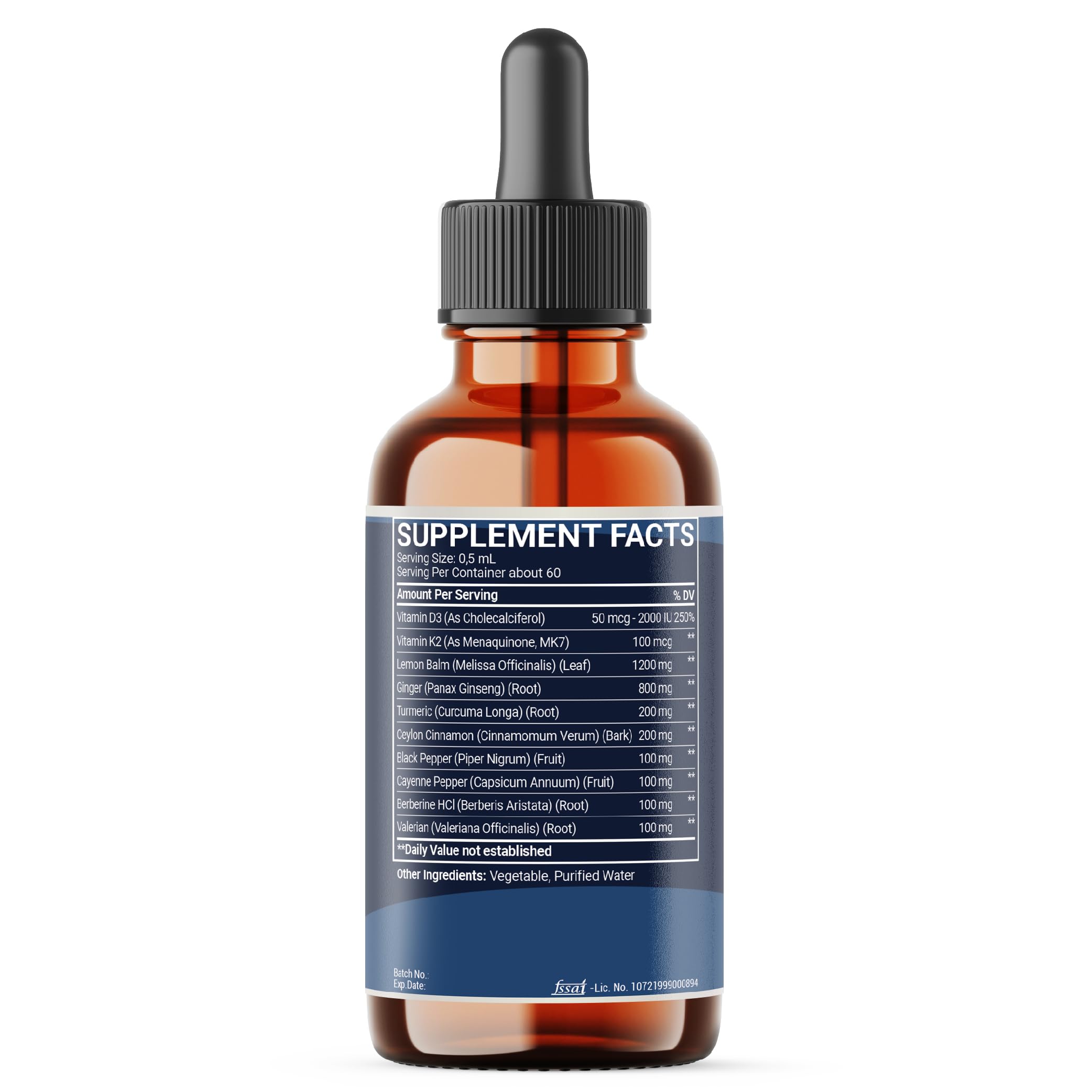 10in1 Lemon Balm Liquid Drops Blend Includes Vitamin D3, Vitamin K2, Lemon Balm, Ginger, Turmeric, Ceylon Cinnamon, Black Pepper, Cayenne Pepper, Berberine, Valerian Root - 1 FL Oz - 2 Month Supply Mecisco uk supplements