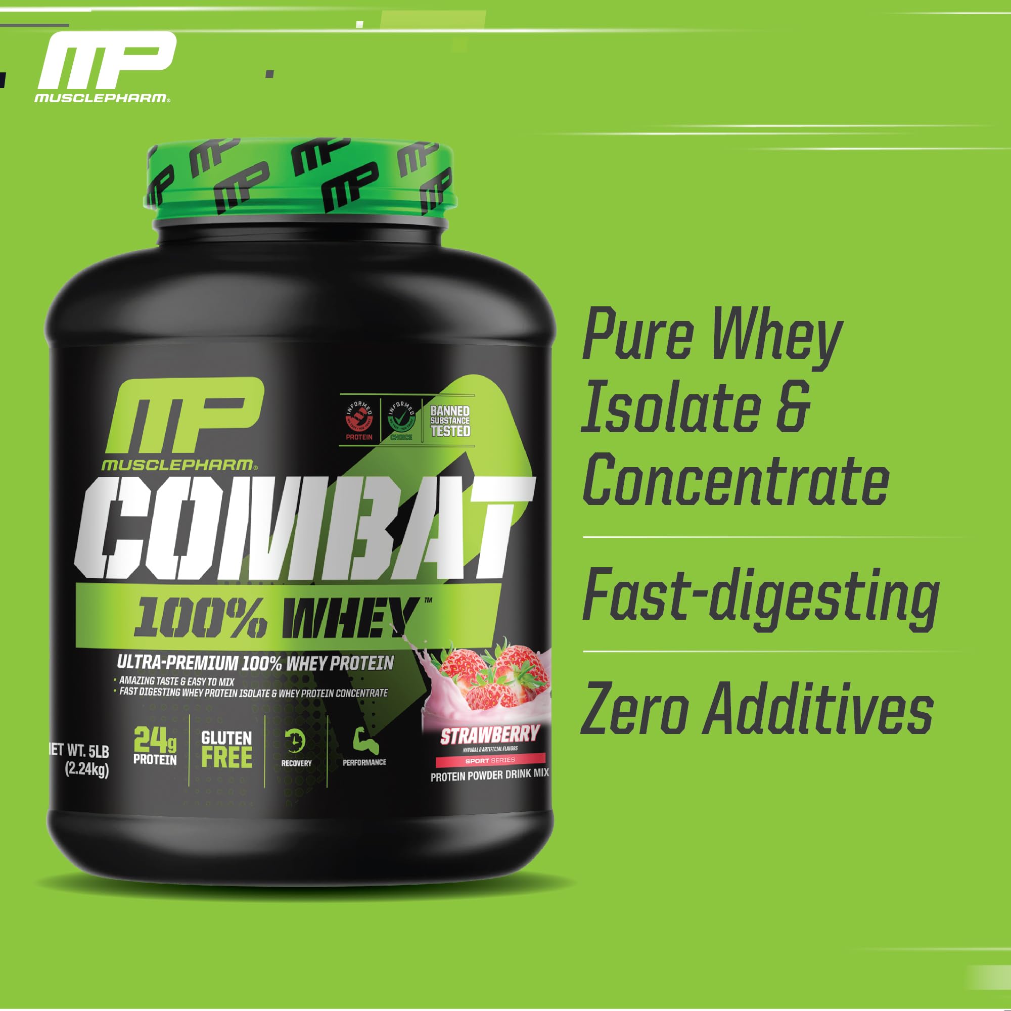 MusclePharm Combat 100% Whey Protein Powder, Strawberry Cream Flavor Muscle Pharm uk supplements