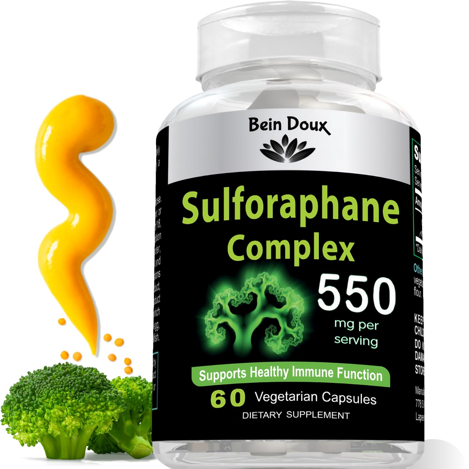 550mg Sulforaphane Supplement with Glucoraphanin and Myrosinase | Broccoli Supplemen BEIN DOUX uk supplements