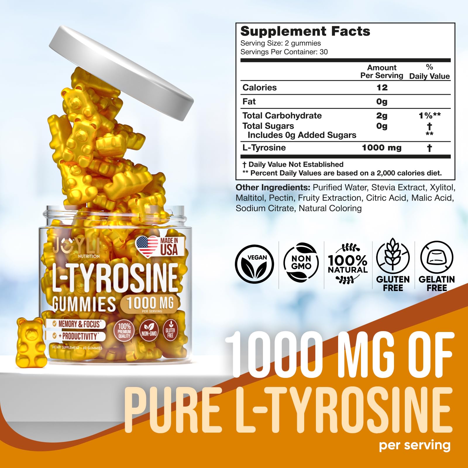 Joyli L Tyrosine Gummies 1000MG - L-Tyrosine Supplement for Kids & Adults JOYLI Nutrition uk supplements