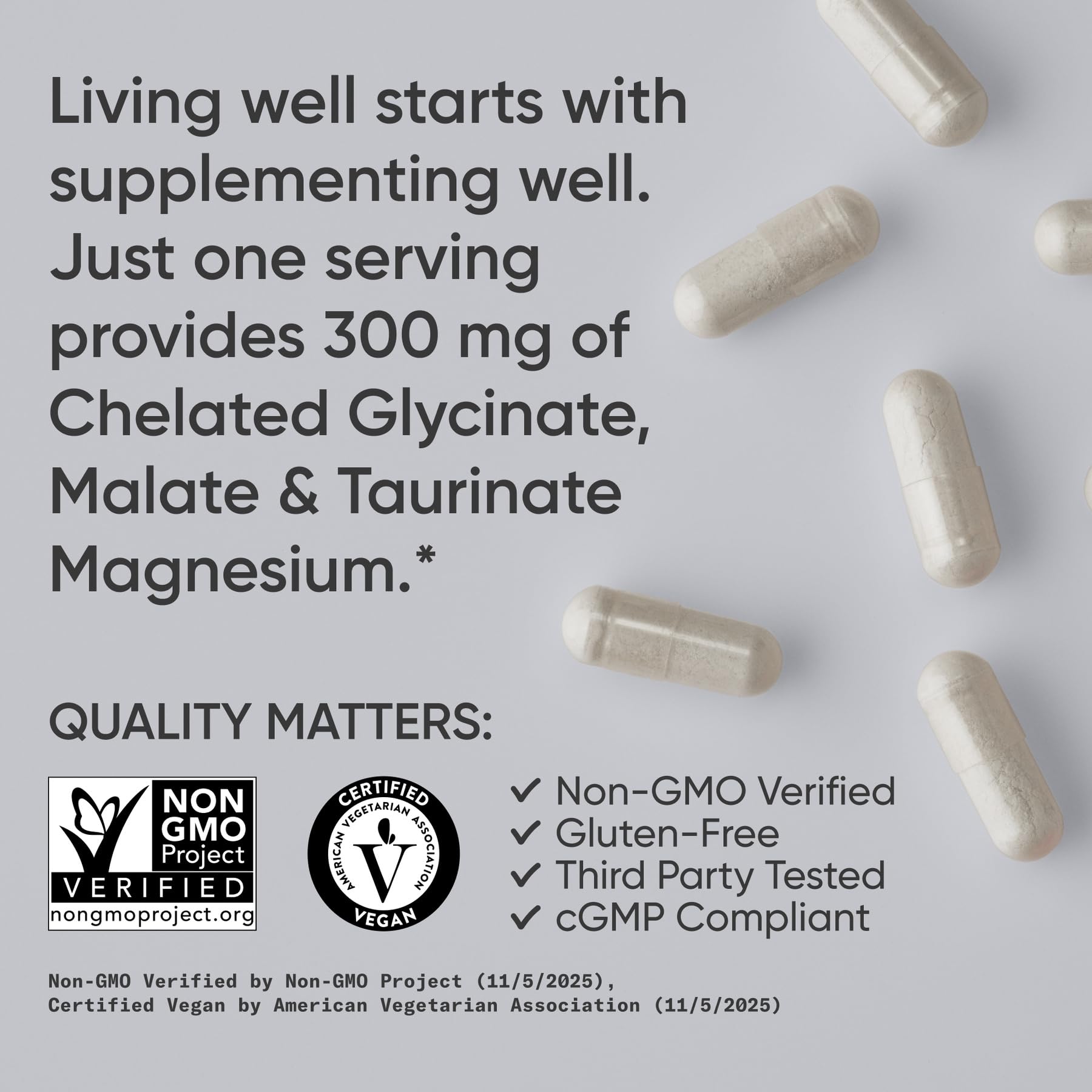 Sports Research® Chelated Triple Magnesium Complex with Glycinate, Taurinate & Malate (Chelamax®) for Enhanced Bioavailability* - 300 mg per Serving, Non-GMO, Certified Vegan, 120 Veggie Capsules Sports Research uk supplements