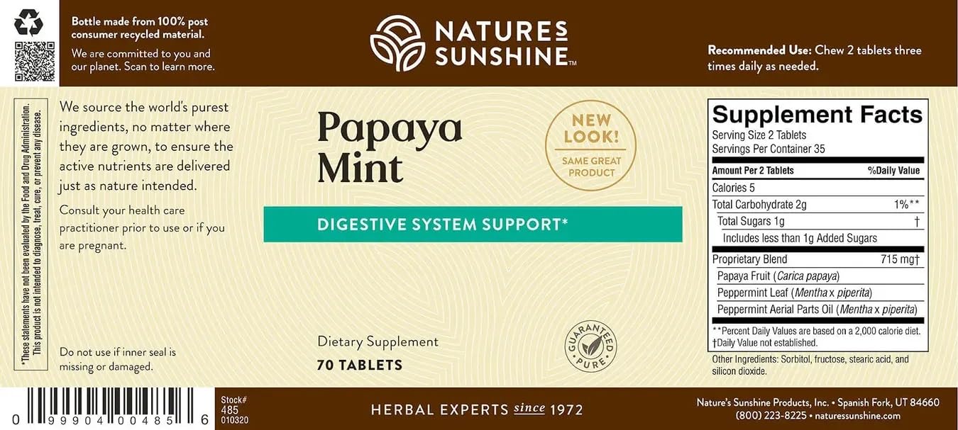 Papaya & Peppermint by Nature's Sunshine Nature's Sunshine uk supplements