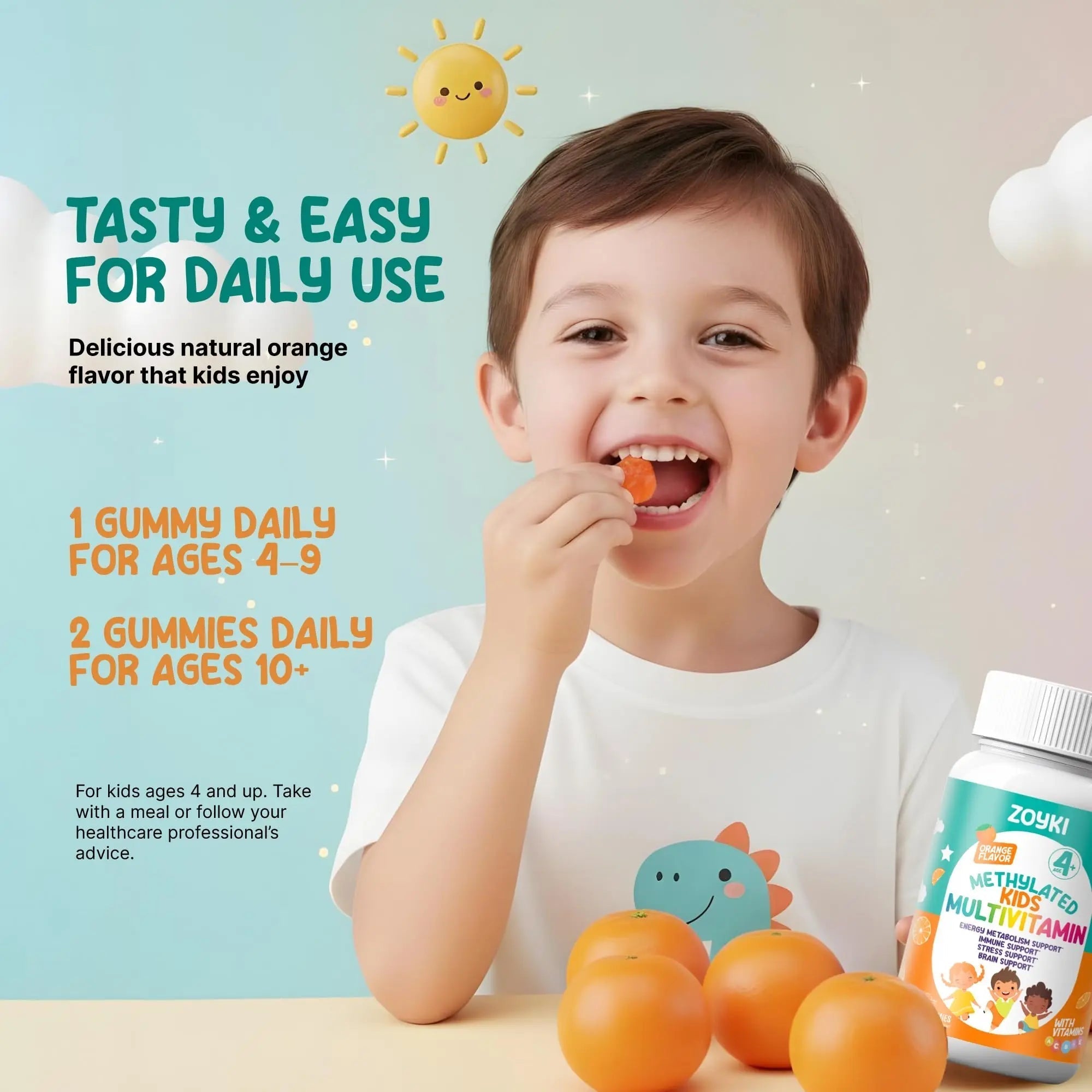 Zoyki Methylated Multivitamin Gummies for Kids - Children’s MTHFR Support Supplement with B Complex 5-MTHF Folate (L-Methylfolate) Zoyki uk supplements
