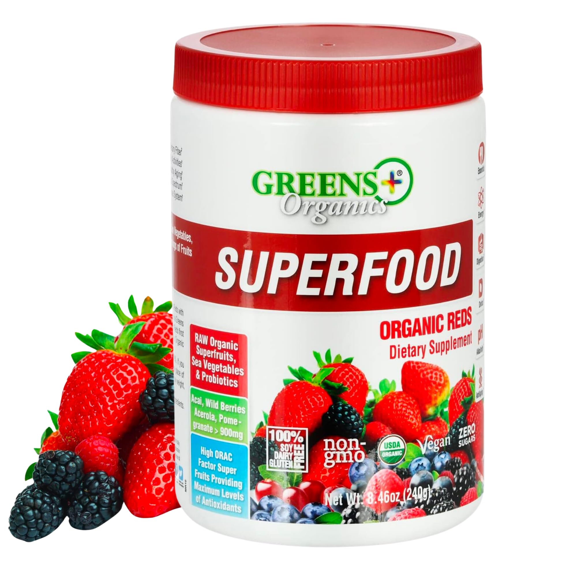 Greens+ Organic Reds Superfood Powder Organic Super Veggie Capsules Greens+ uk supplements