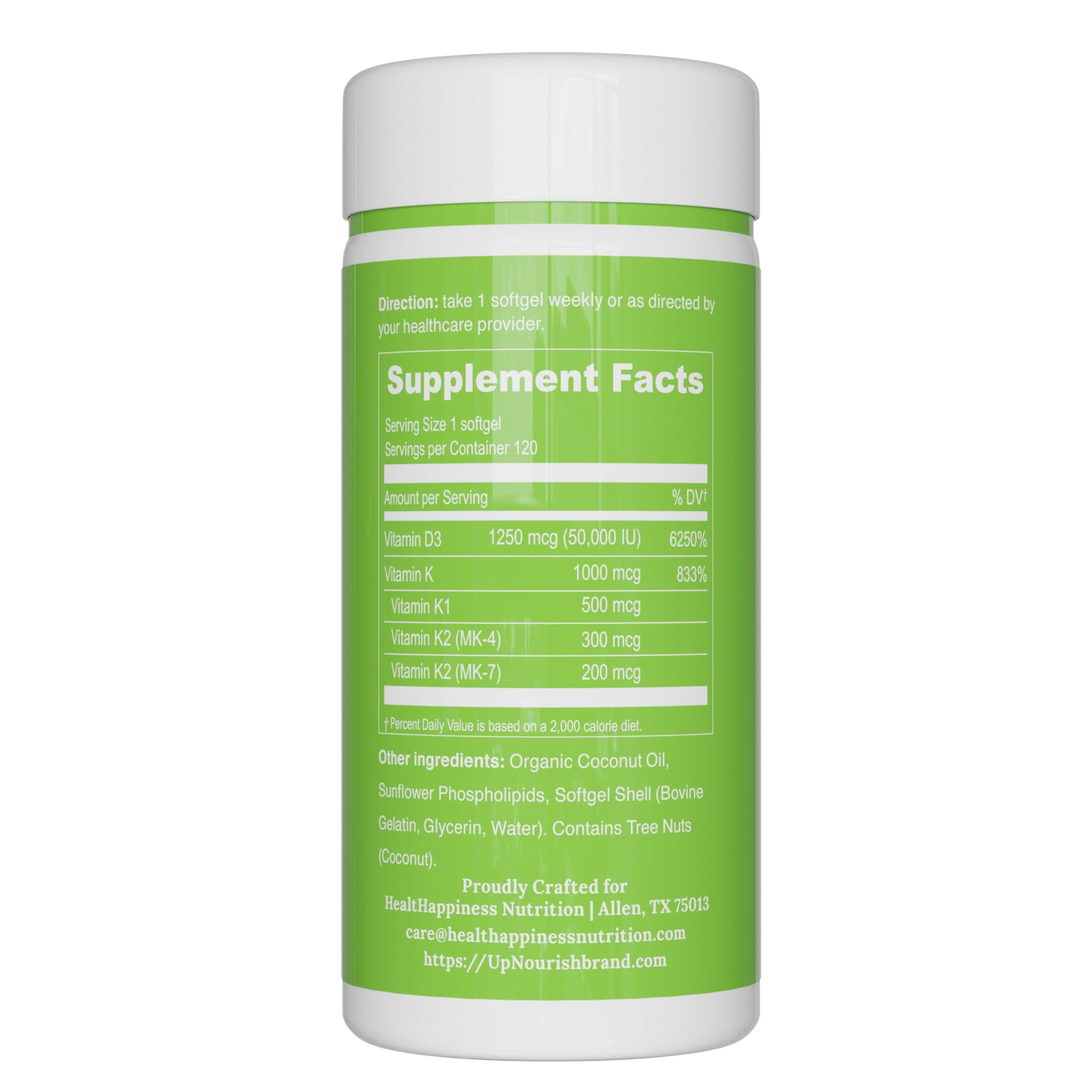 UpNourish Liposomal Vitamin D3 50000 IU (Vitamina D3 de 50000) with 1000 mcg Vitamin K, High Dose Vitamin D3 K2, Vitamin D 50000 IU with K1, K2 MK-4 and MK-7, 120 Mini Softgels UpNourish uk supplements