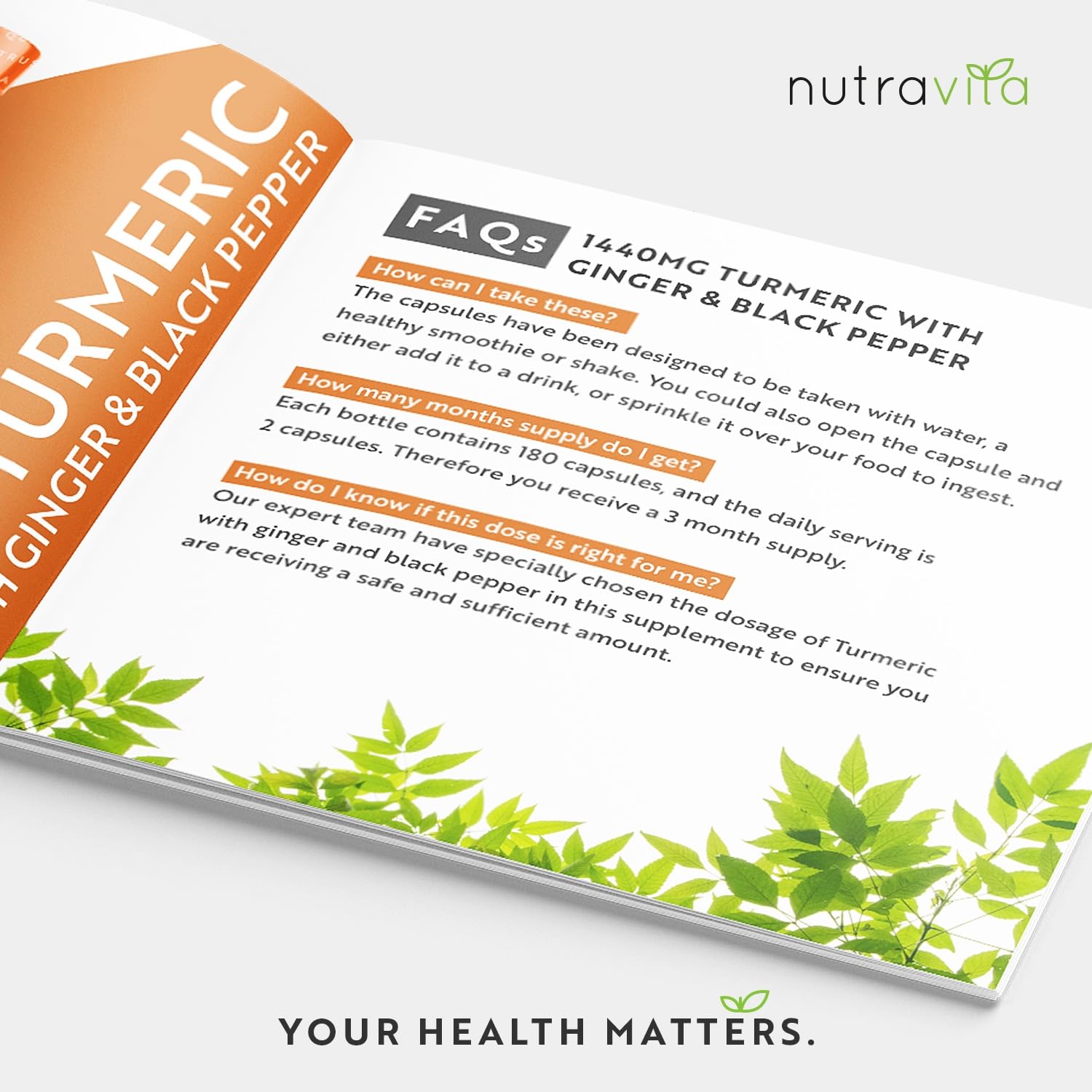 Organic Turmeric 1440mg (High Strength) with Black Pepper & Ginger - 180 Vegan Turmeric Nutravita uk supplements