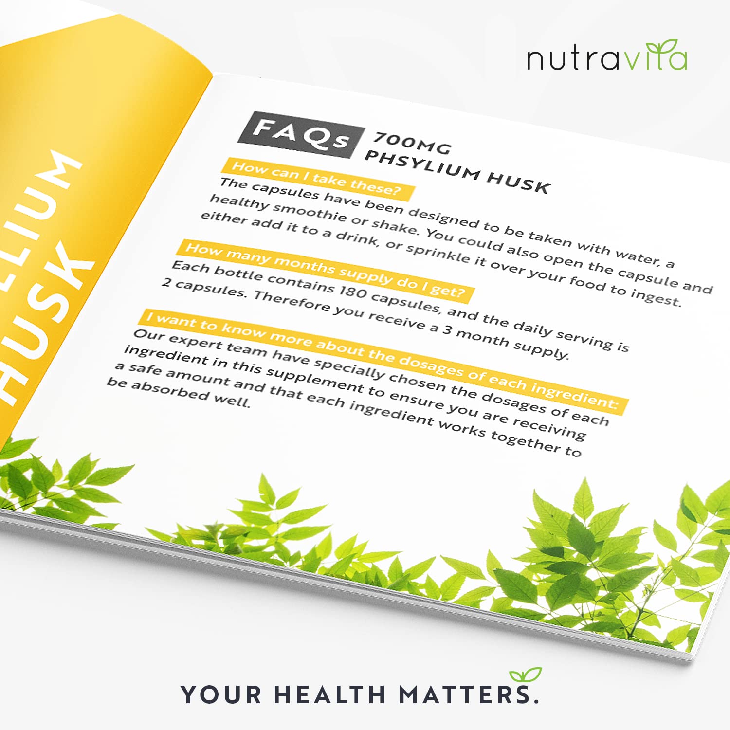 Psyllium Husks Fibre Supplement – 1400mg per Serving – Naturally High in Soluble Fibre Nutravita uk supplements