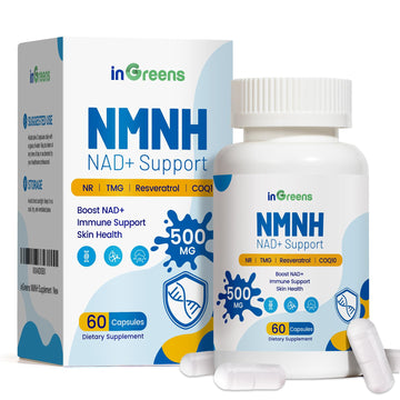 500mg NMNH, NMN Supplement Alternative with NR, TMG, Resveratrol, COQ10, NAD Supplement, Anti Aging, Energy, Boost NAD+ Levels, 60 Capsules inGreens uk supplements