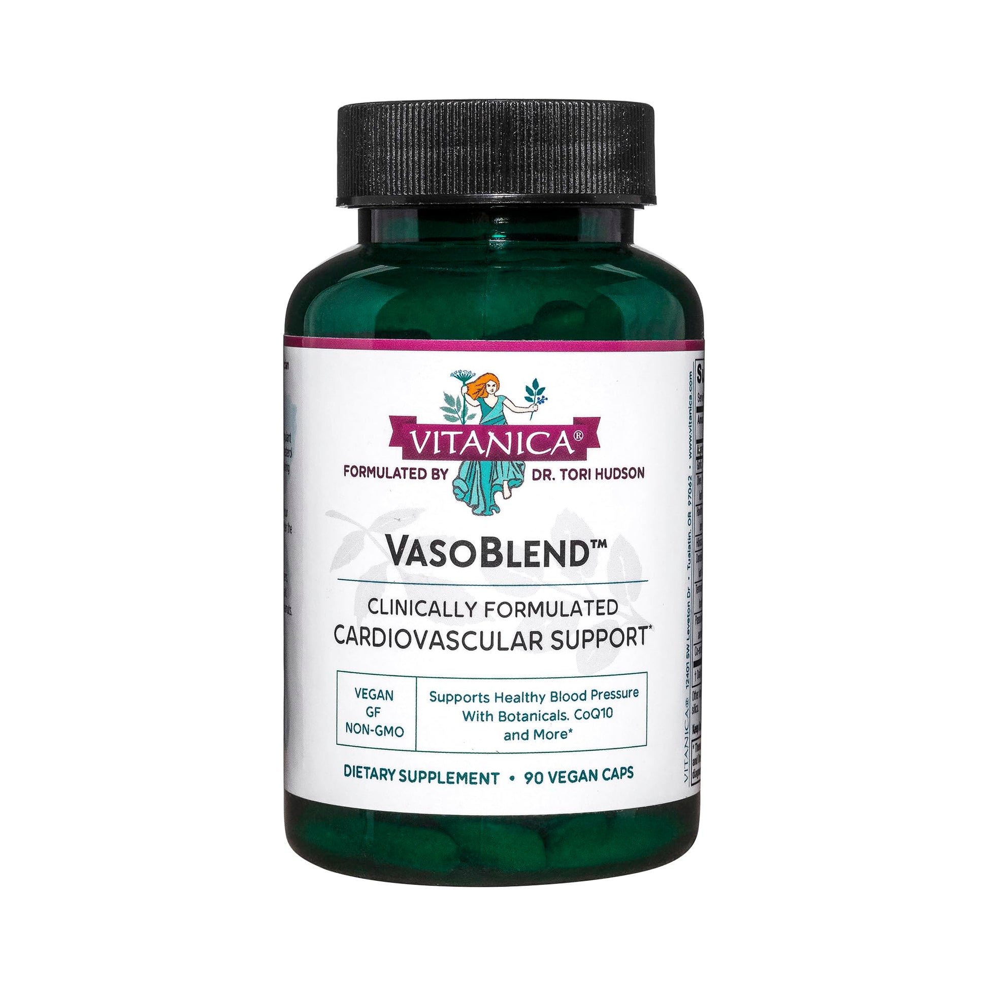 Vitanica VasoBlend - Heart Health Supplement with Folic Acid, Magnesium, CoQ10 & Terminalia Arjuna Bark - Heart Health Supplement - Consumer Line - 90 Vegan Caps Vitanica uk supplements