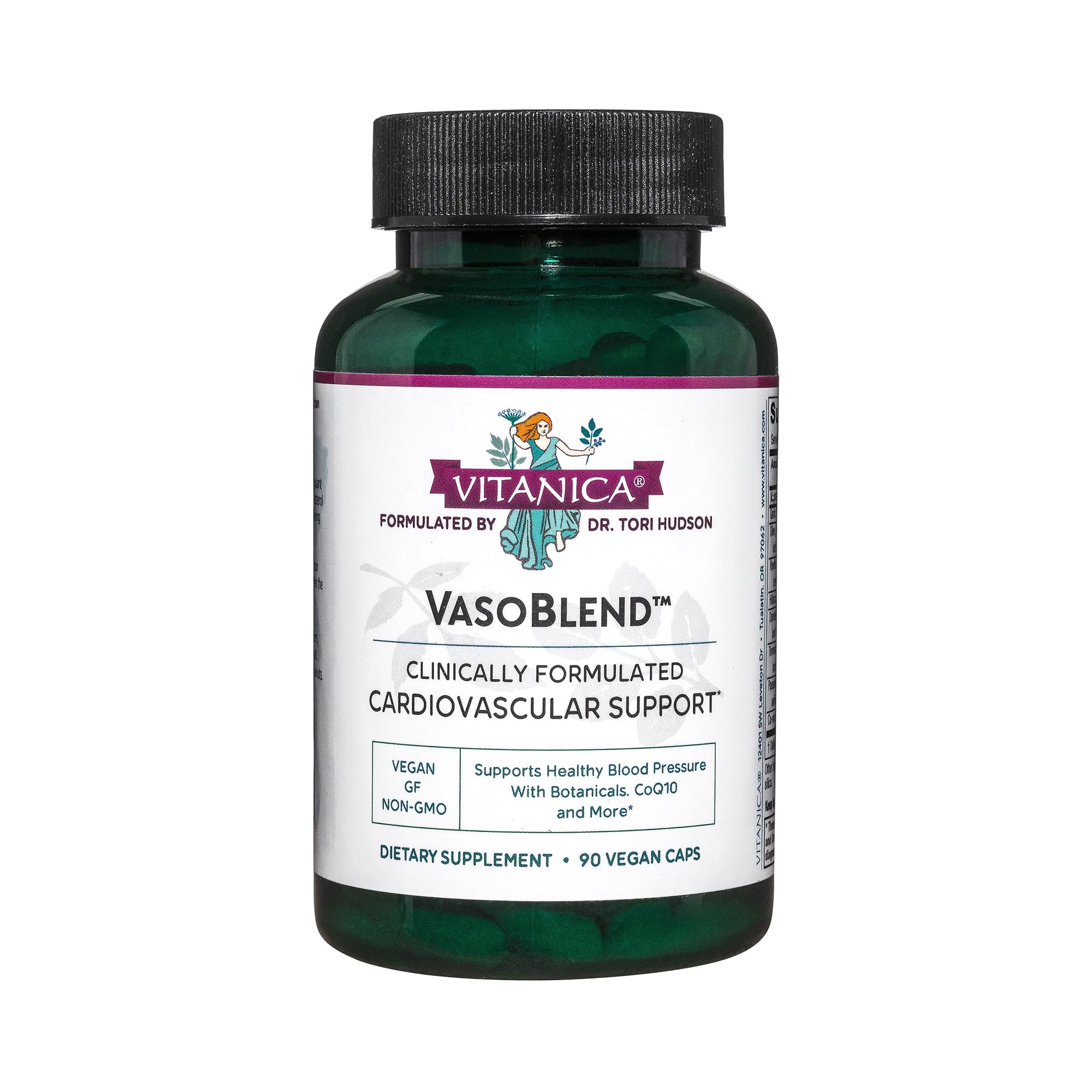 Vitanica VasoBlend - Heart Health Supplement with Folic Acid, Magnesium, CoQ10 & Terminalia Arjuna Bark - Heart Health Supplement - Consumer Line - 90 Vegan Caps Vitanica uk supplements