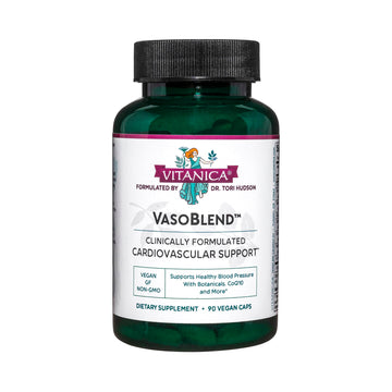 Vitanica VasoBlend - Heart Health Supplement with Folic Acid, Magnesium, CoQ10 & Terminalia Arjuna Bark - Heart Health Supplement - Consumer Line - 90 Vegan Caps Vitanica uk supplements