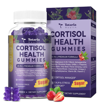 Cortisol Supplements for Women & Men 20-in-1 Cortisol Gummies with Ashwagandha Rhodiola Rosea Magnesium Phosphatidylserine Calm Focus Mood Support Healthy Cortisol Levels 30 Day Supply Totaria uk supplements