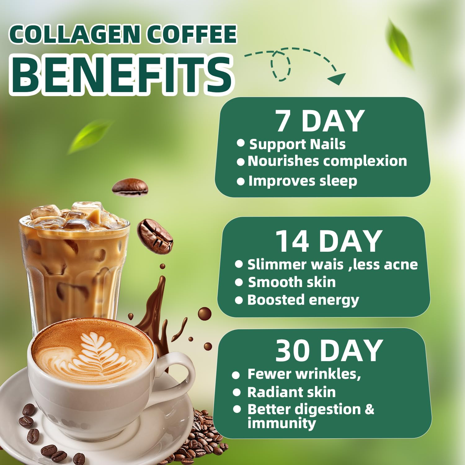 Skiseoy 20x Collagen Chia Coffee - 11-in-1 Coffee Shape Mix with L-Glutathione for Skin, Hair, Joints - Boost Energy and Focus, Vegan Friendly, 45 Servings Skiseoy uk supplements