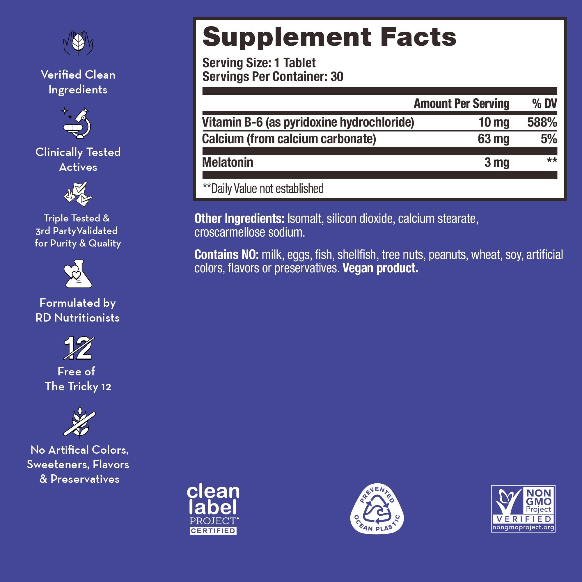 HUM Beauty zzZz Melatonin Sleep Supplement for Adults with Melatonin 3mg, Vitamin B6 and Calcium, Vegan, Gluten Free, Non GMO Sleep Support Tablets for Adults and Beauty Rest, 30 Vegan Tablets HUM uk supplements