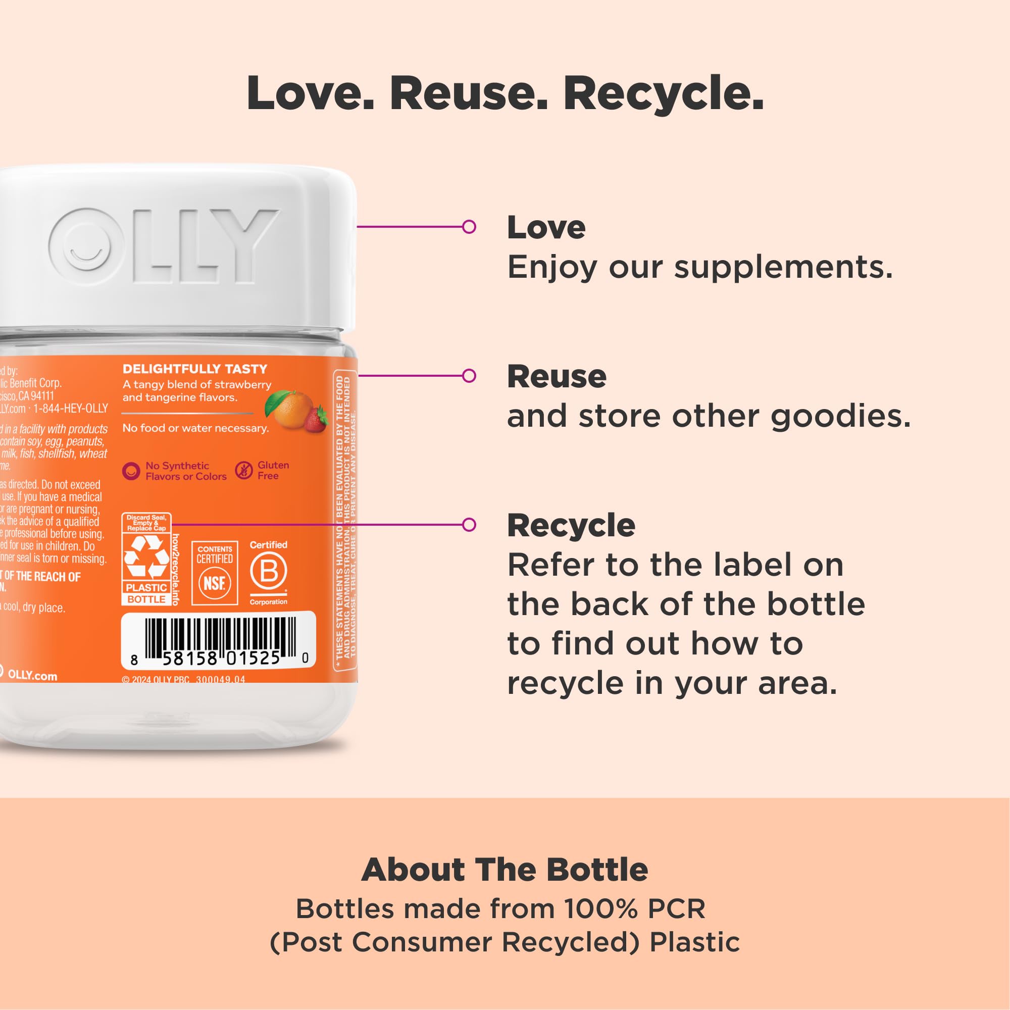 OLLY Laser Focus Gummy, Ginseng, Alpha GPC, B Vitamins, Berry Tangerine Flavor - 36 Count OLLY uk supplements