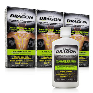 Dragon Numbing Cream Lidocaine 4% Maximum Strength Numbing Cream, Topical analgesic with Lidocaine for Muscle Relief, Pain Cream for Knees and Feet, 2.7 Oz (3 Pack) DRAGON uk supplements