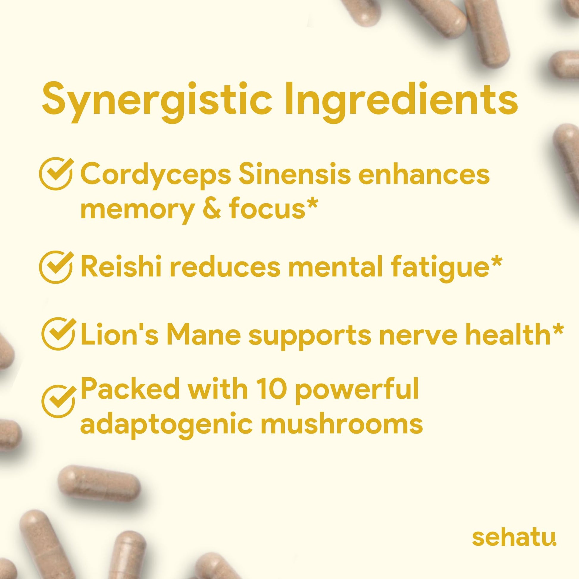 SEHATU Clarity Plus Cognitive Wellness Supplement | Packed with 10 Powerful Adaptogenic Mushrooms | Clear Brain Fog and Support Mental Clarity | 60 Count | 30 Day Supply SEHATU uk supplements