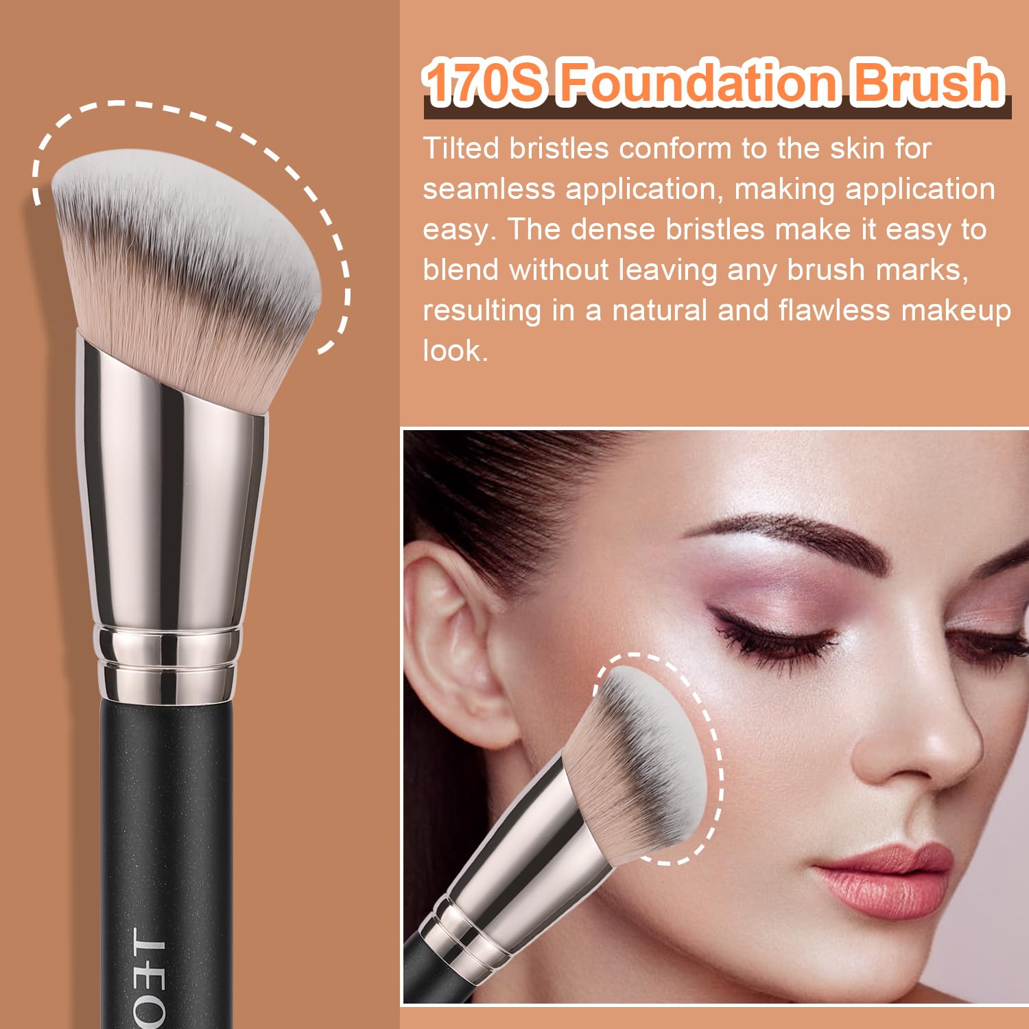 TEOYALL Foundation Contour Conceal Brush Set, 3PCS Angled Synthetic Kabuki Brush for Blending Setting Buffing with Liquid, Cream and Powder Cosmetic (170S/270S/370S) TEOYALL uk supplements