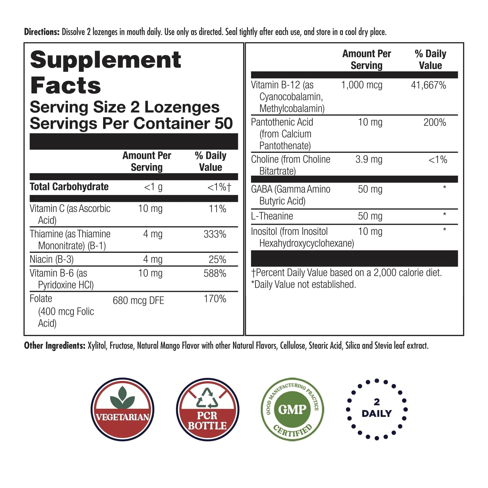 KAL GABA L-Theanine Stress B Lozenge, B Complex Vitamin Supplement, Healthy Relaxation, Mood & Focus Support KAL uk supplements