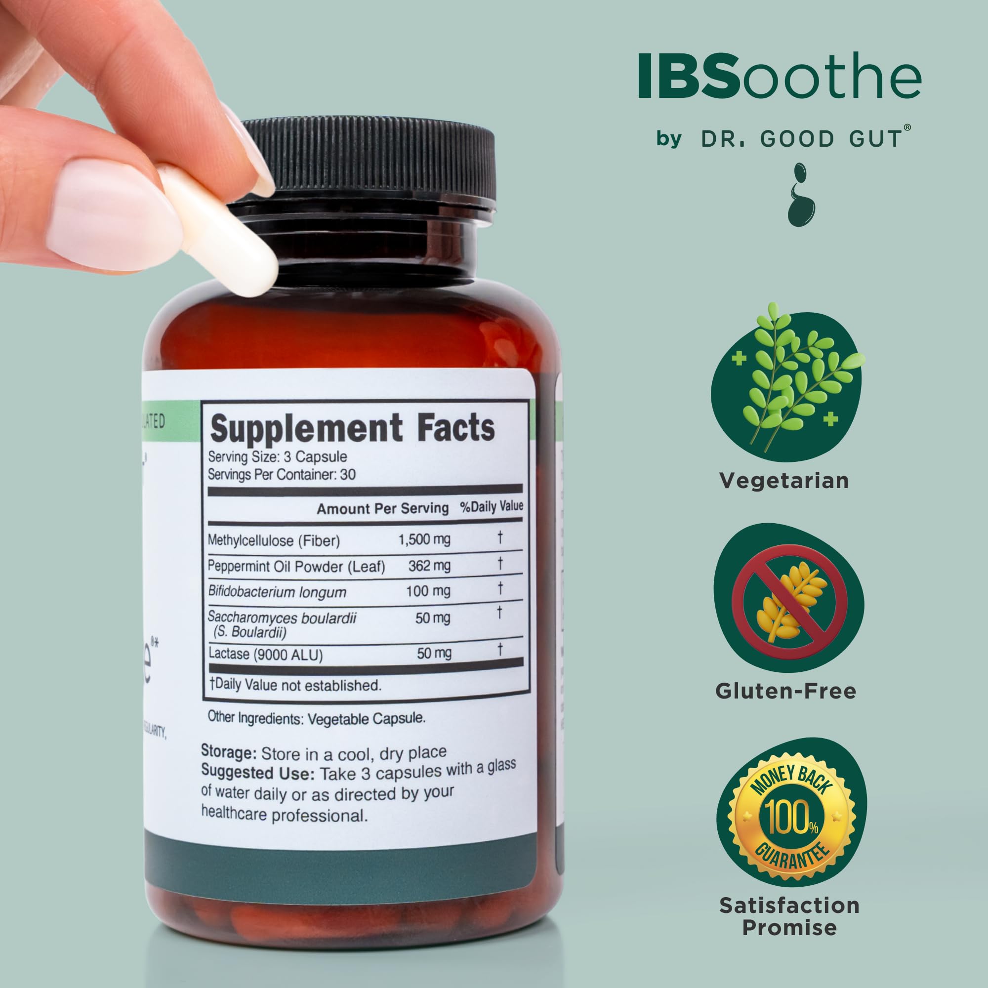 IBSoothe by Dr. Good Gut – Gut Health Supplement for Women & Men with Fiber, Probiotics, Enzymes & Peppermint Oil for Bloating Relief, Digestive Support, IBS Relief & Daily Gut Wellness – 90 Capsules DR. GOODGUT uk supplements